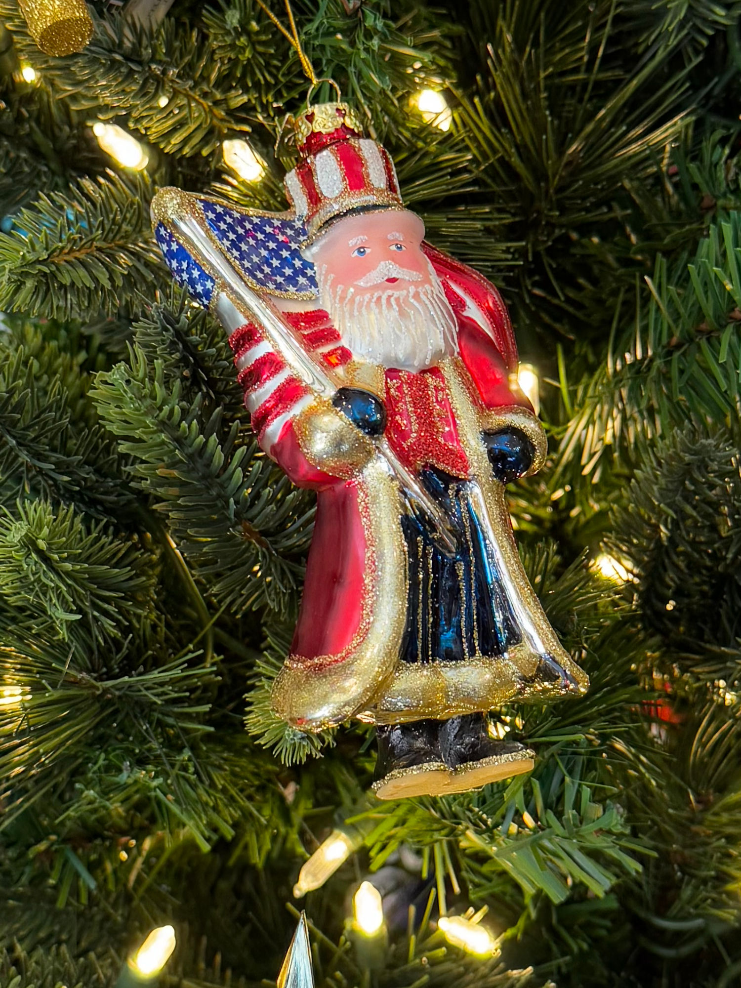 Reagan Library Gift Shop Patriotic Santa Christmas Ornament