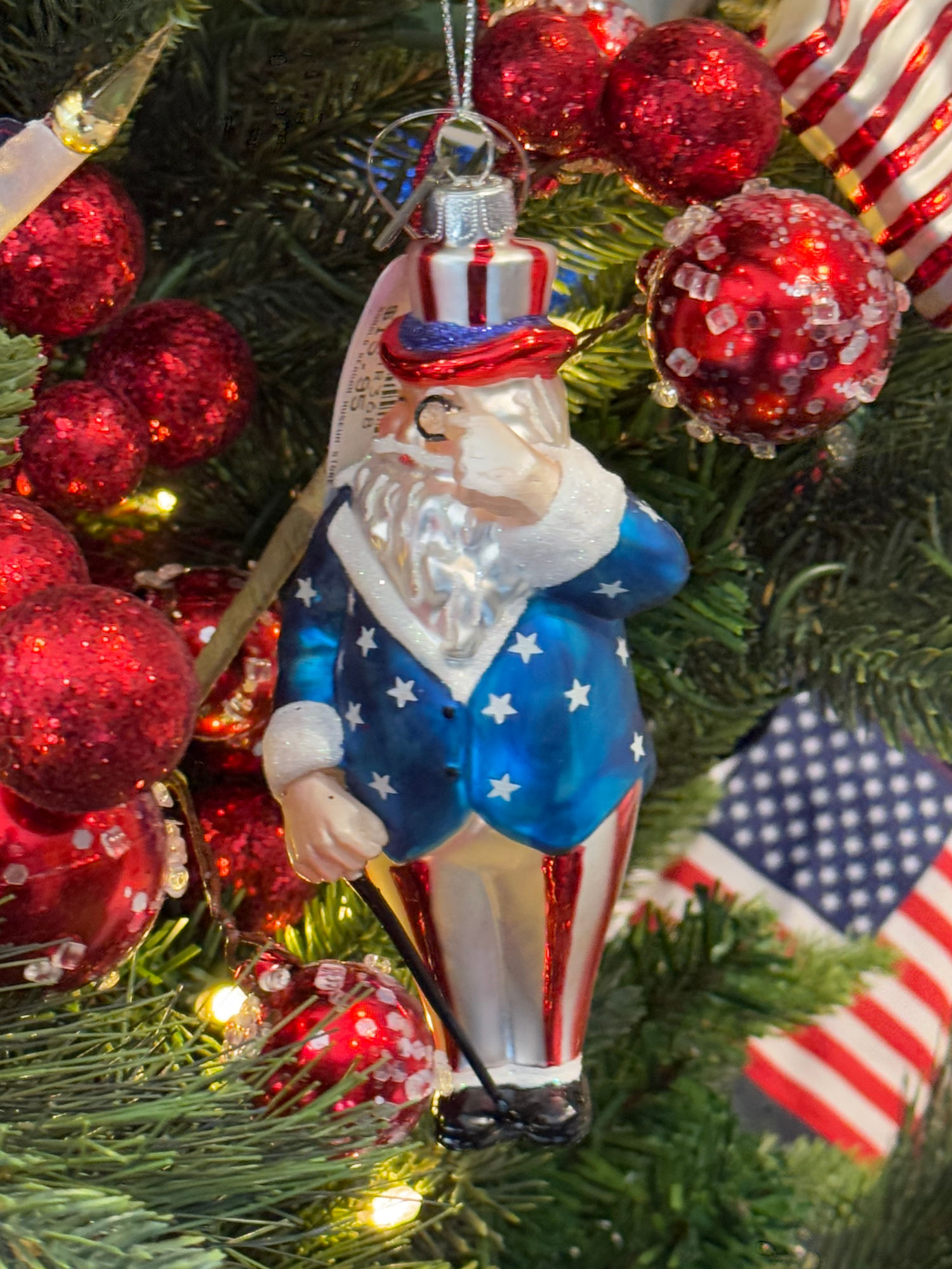 Reagan Library Gift Shop Uncle Sam Santa Christmas Ornament