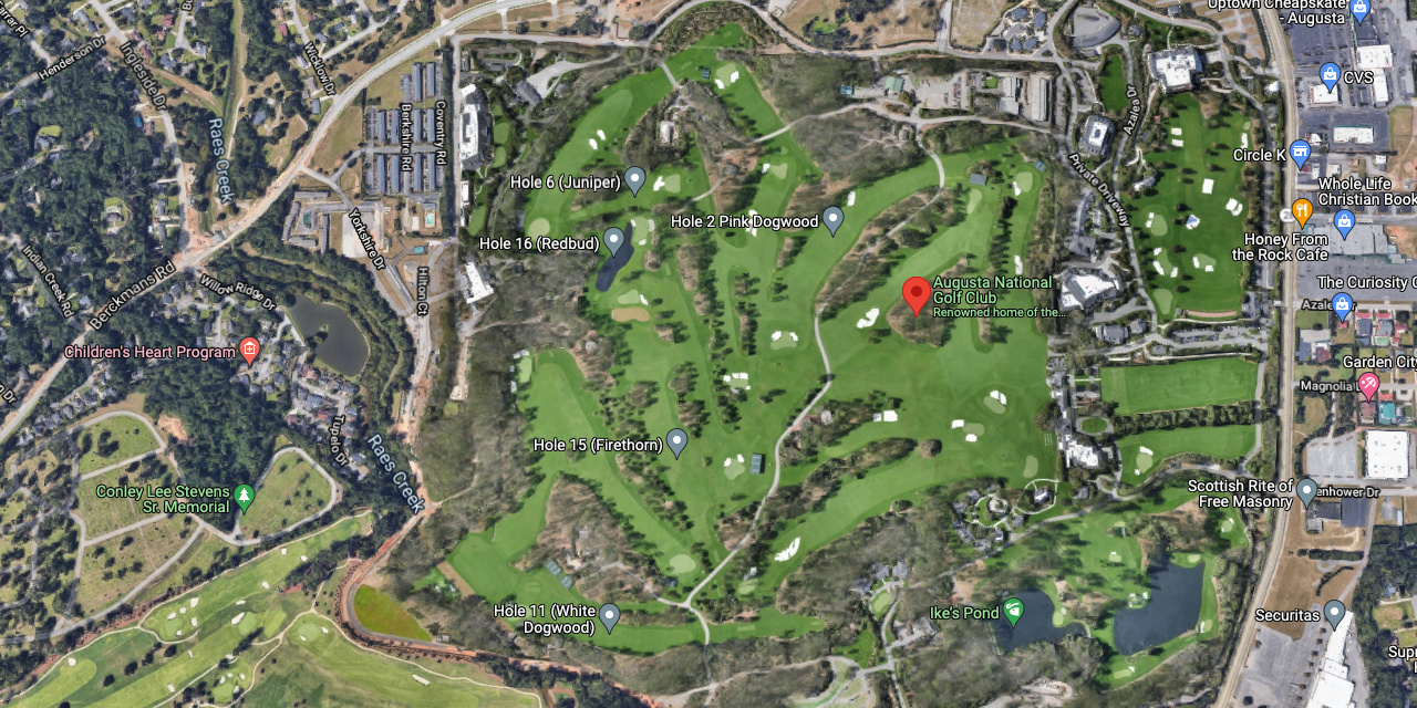 Augusta National Golf Club on Google Satellite