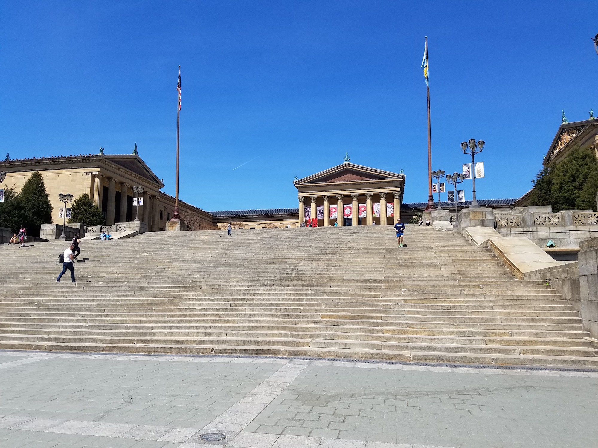 Jogging down the Rocky Steps