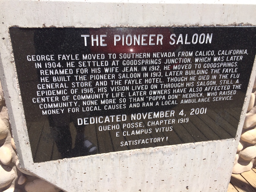 The Pioneer Saloon Plaque