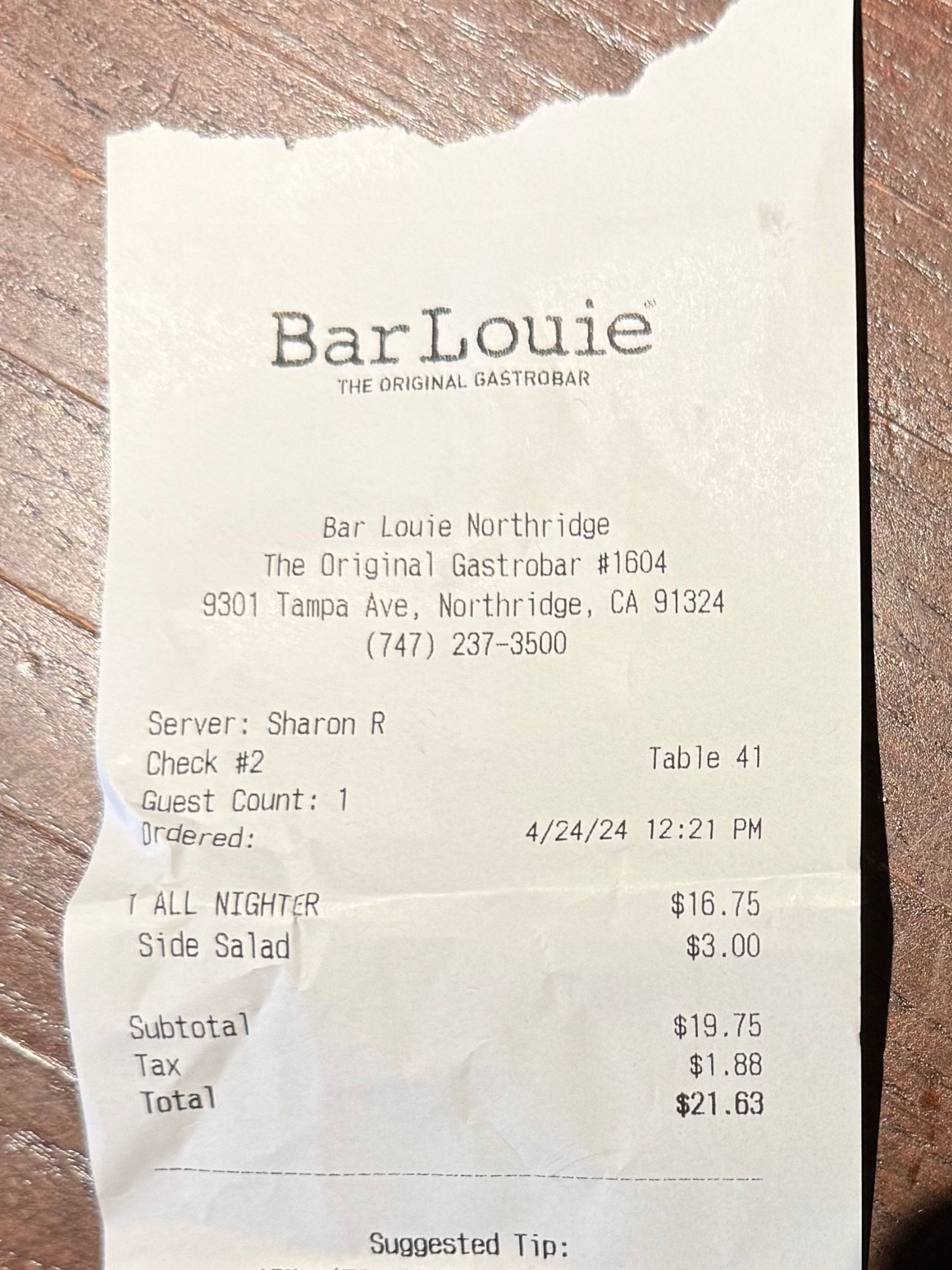 Bar Louie Charged for Substitution