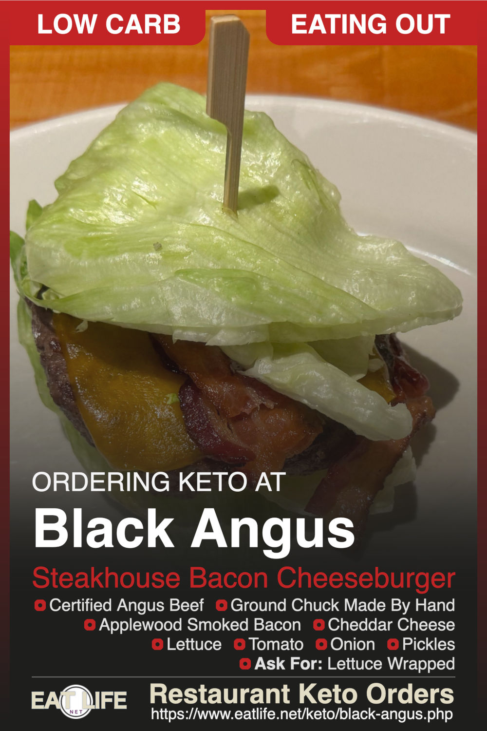 Black Angus Keto Steakhouse Bacon Cheeseburger