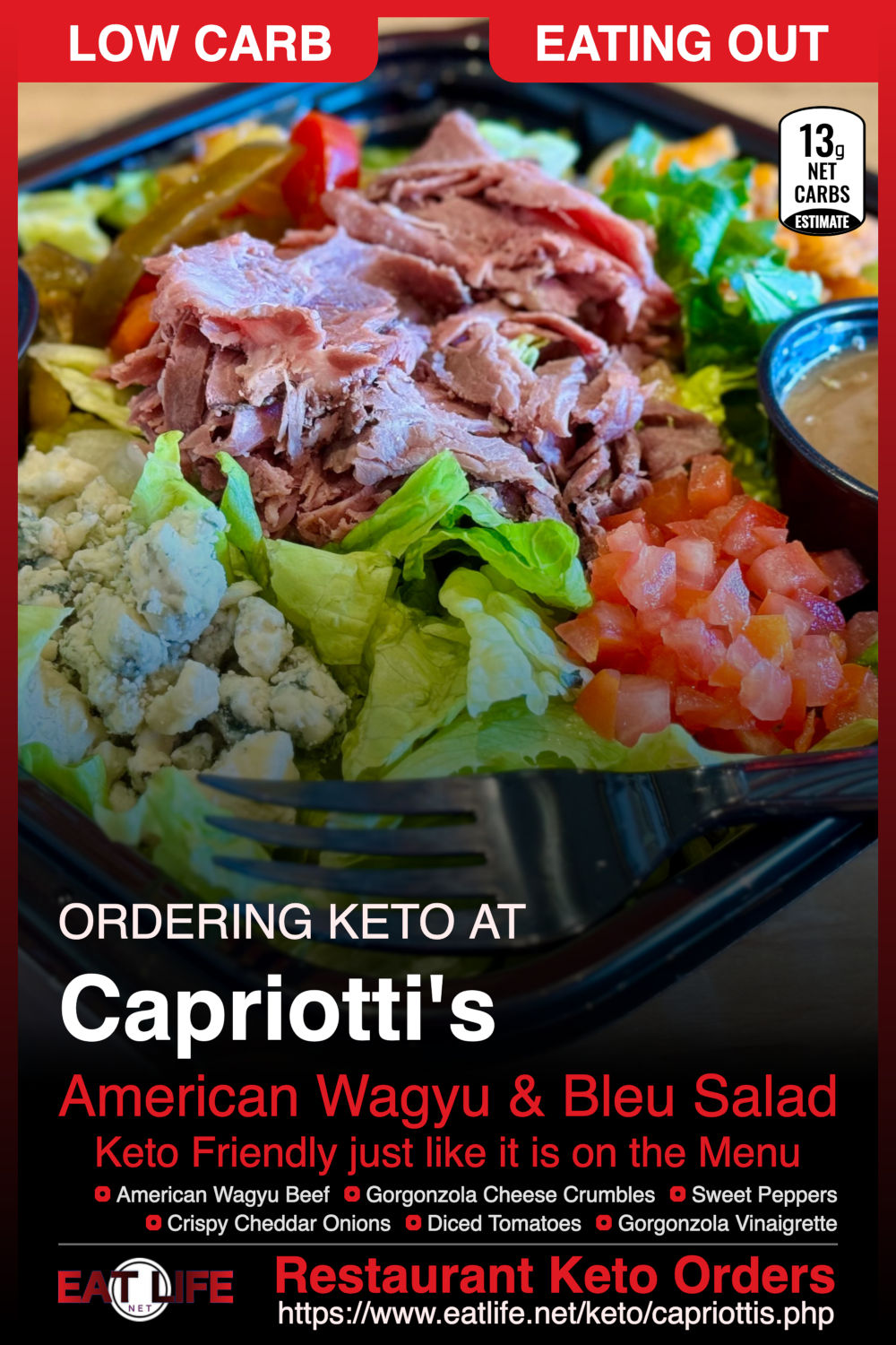 Capriottis Keto American Wagyu Bleu Salad