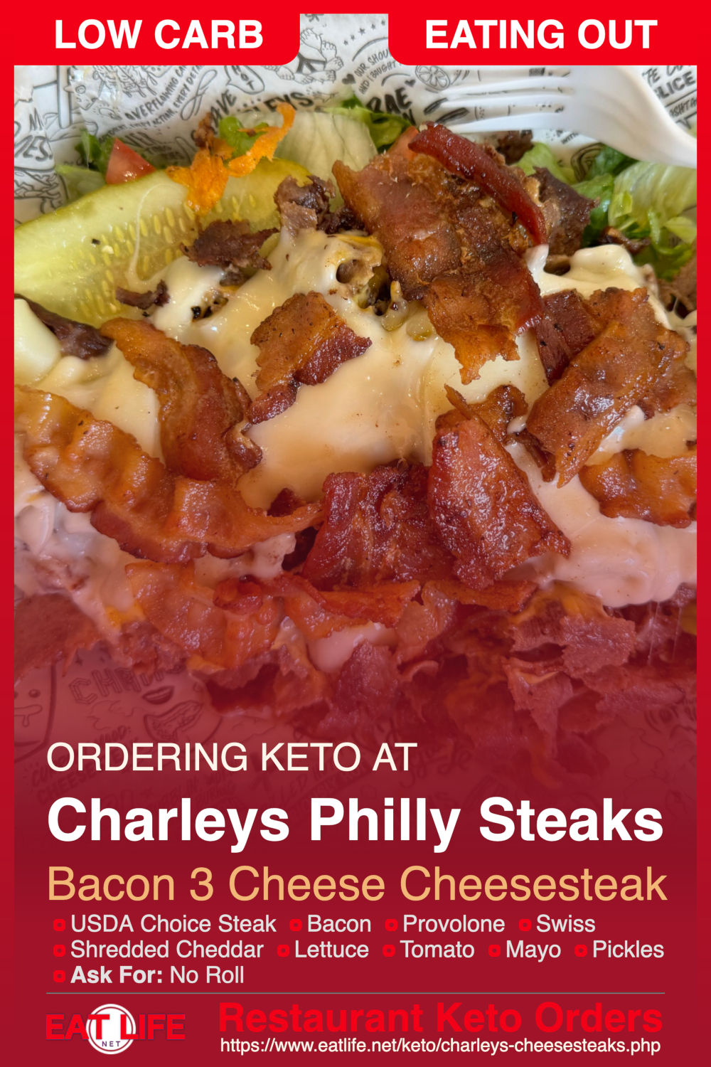 Charleys Cheesesteaks Keto Bacon 3 Cheese