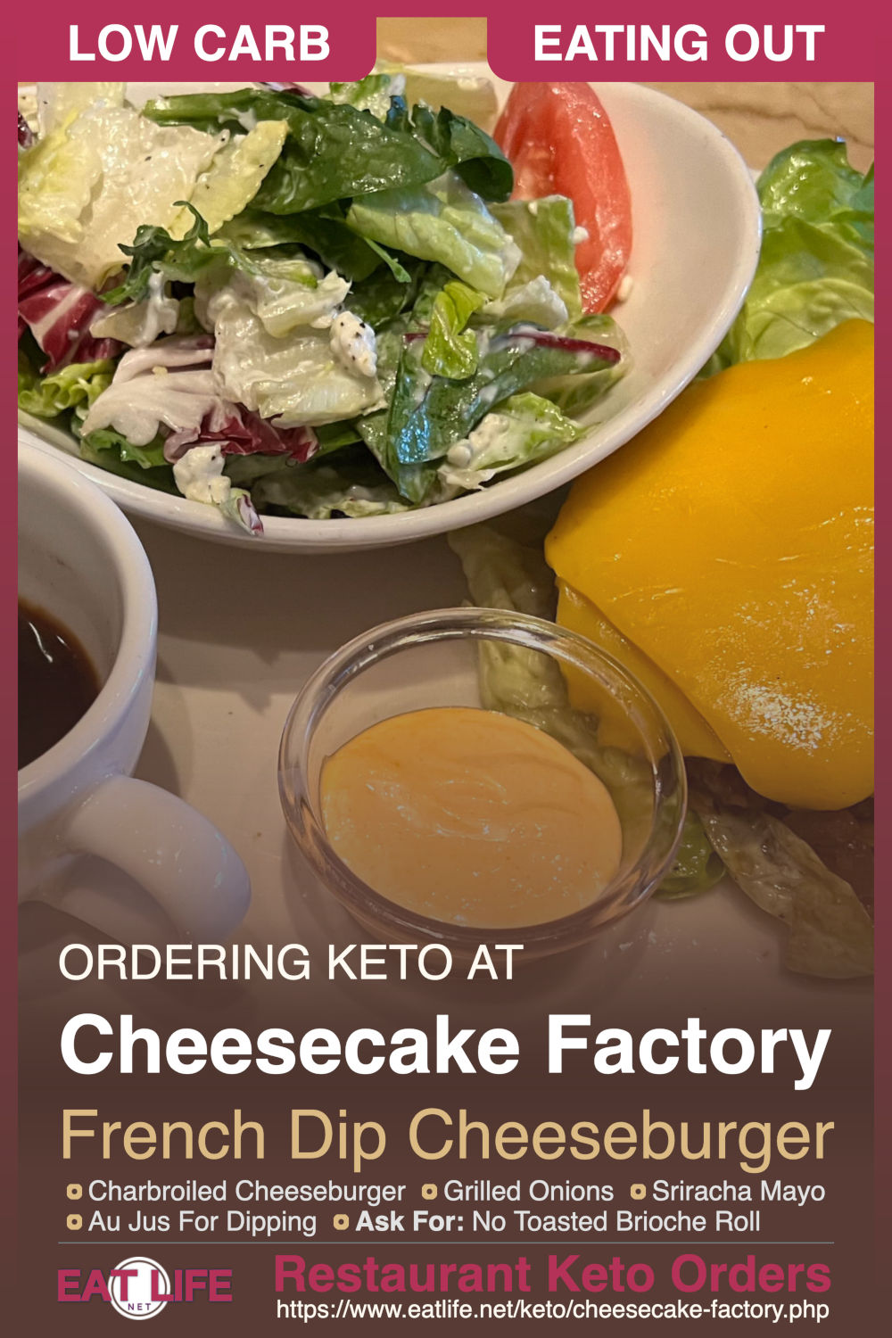 Cheesecake Factory Keto French Dip Cheeseburger