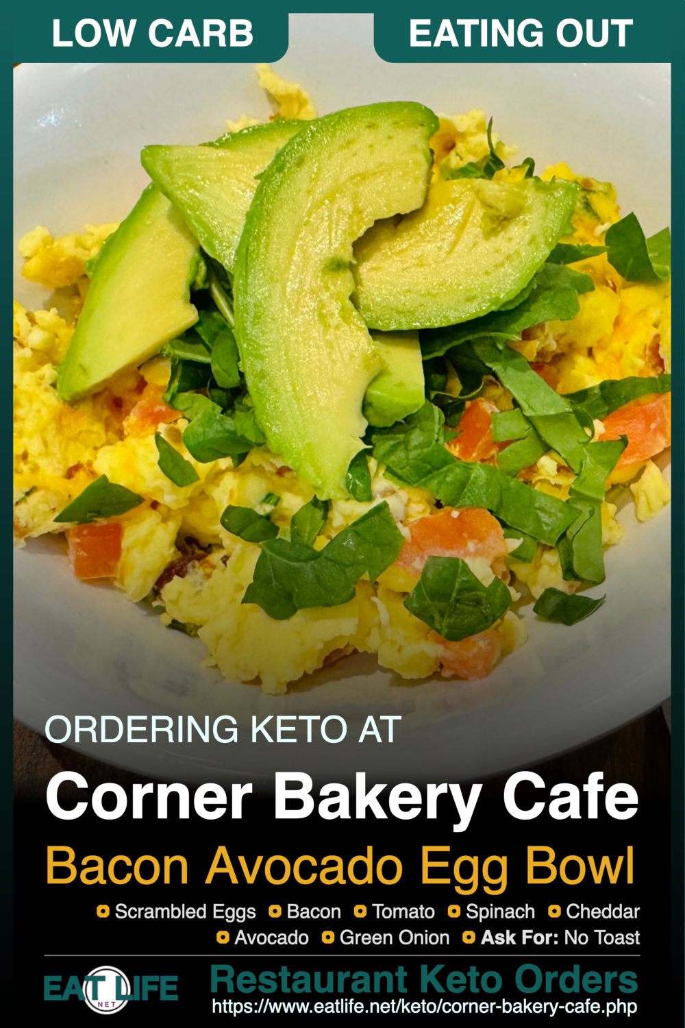 Corner Bakery Cafe Keto Bacon Avocado Egg Bowl