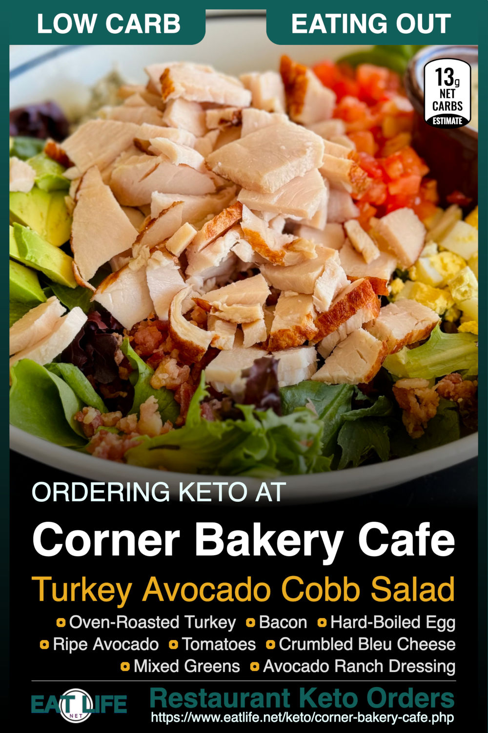 Corner Bakery Cafe Keto Turkey Avocado Cobb