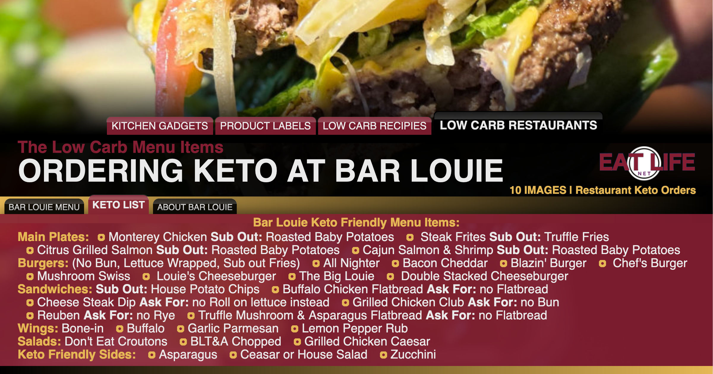 Low Carb at Bar Louie