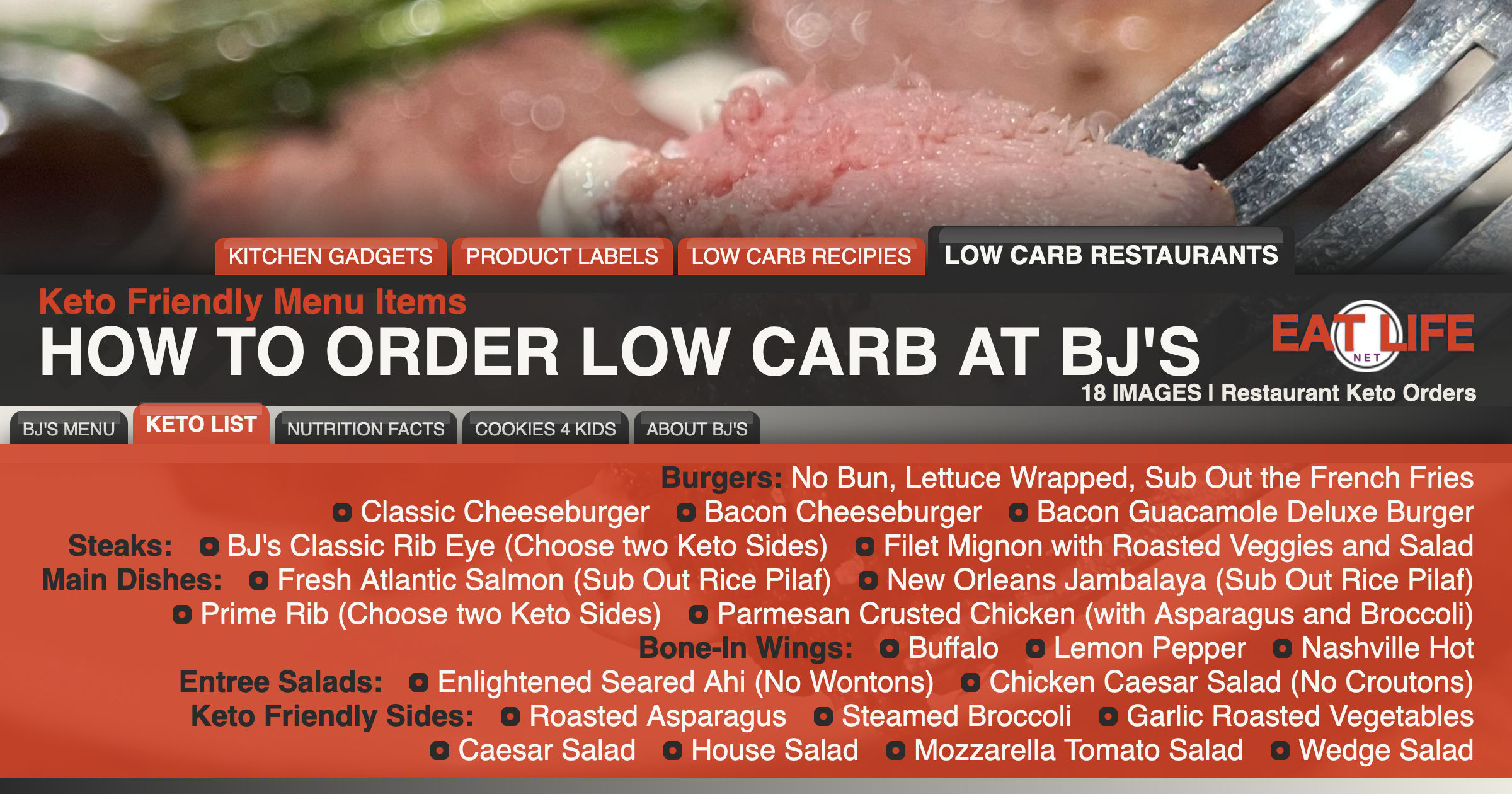 Low Carb at BJ's Restaurant