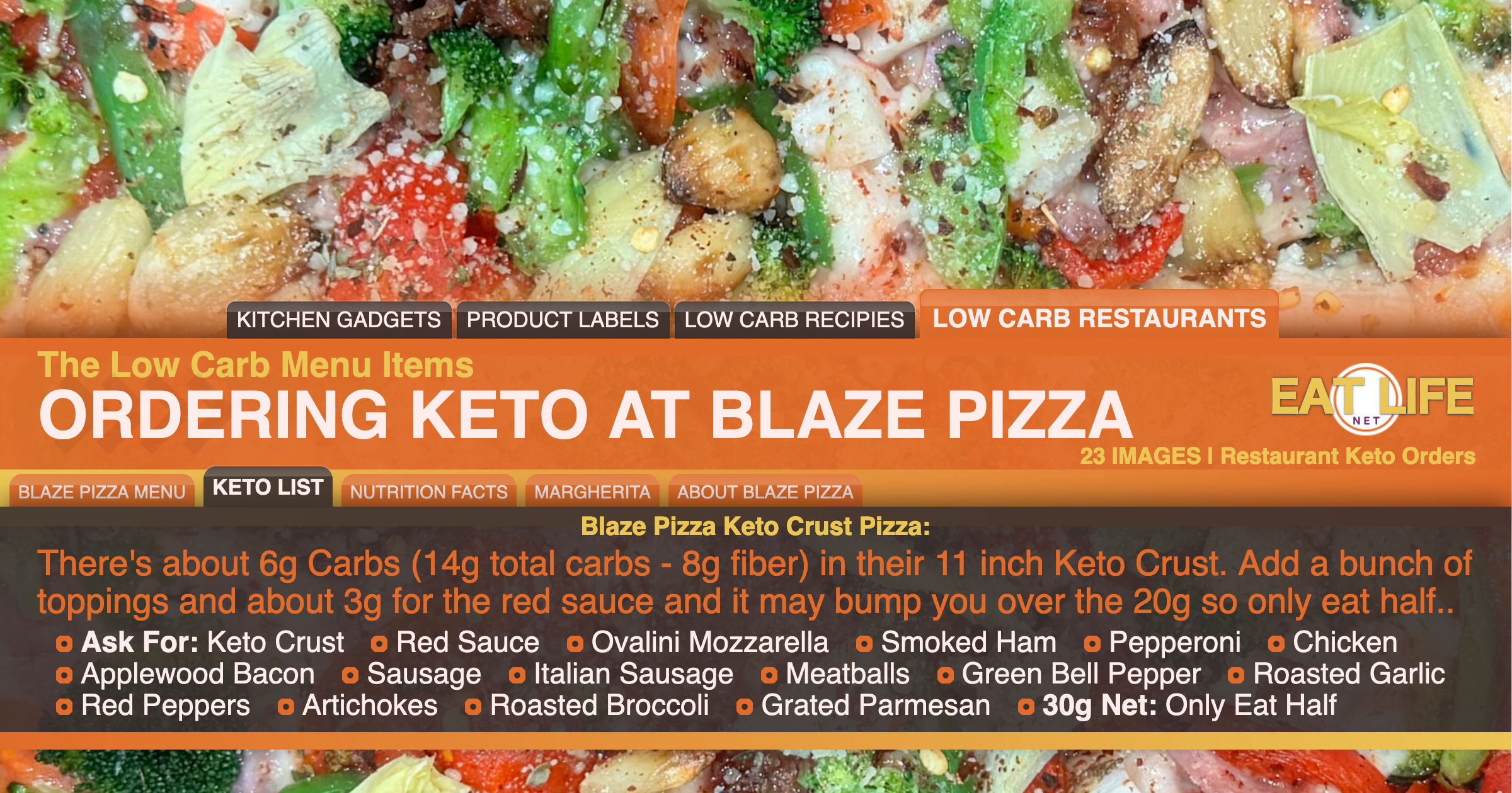 Low Carb at Blaze Pizza