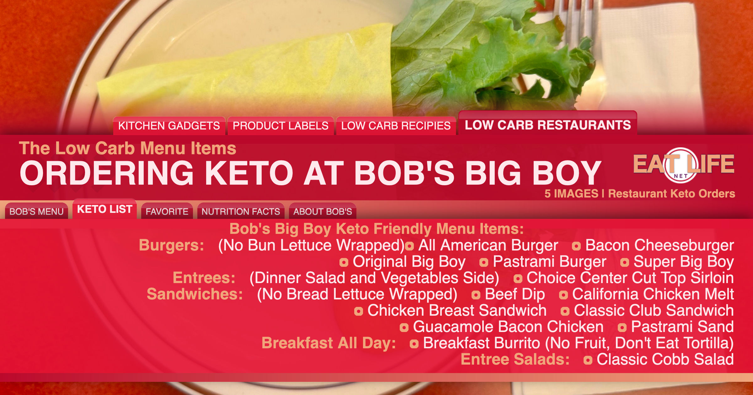 Low Carb at Bob's Big Boy