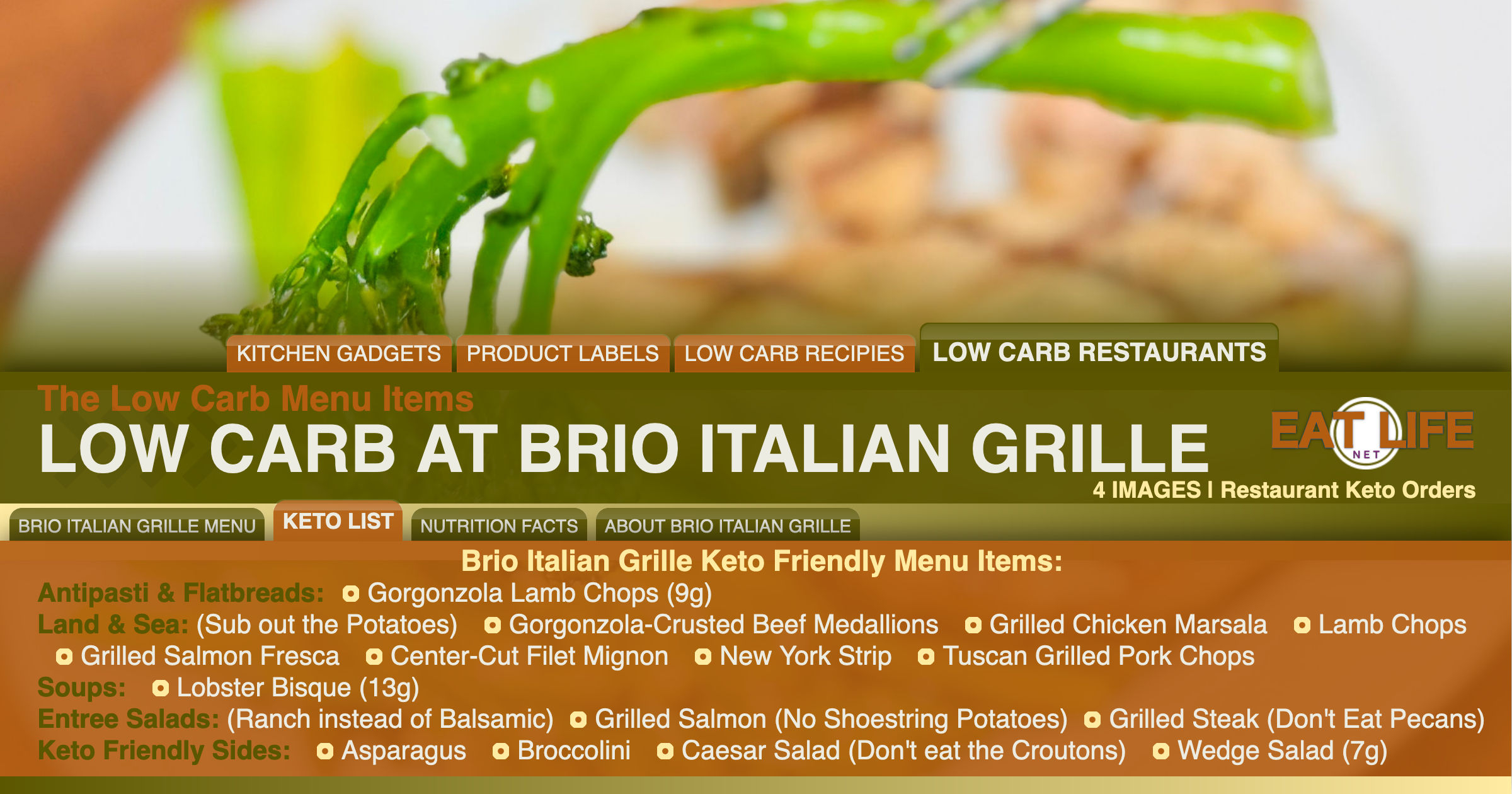 Low Carb at Brio Italian Grille