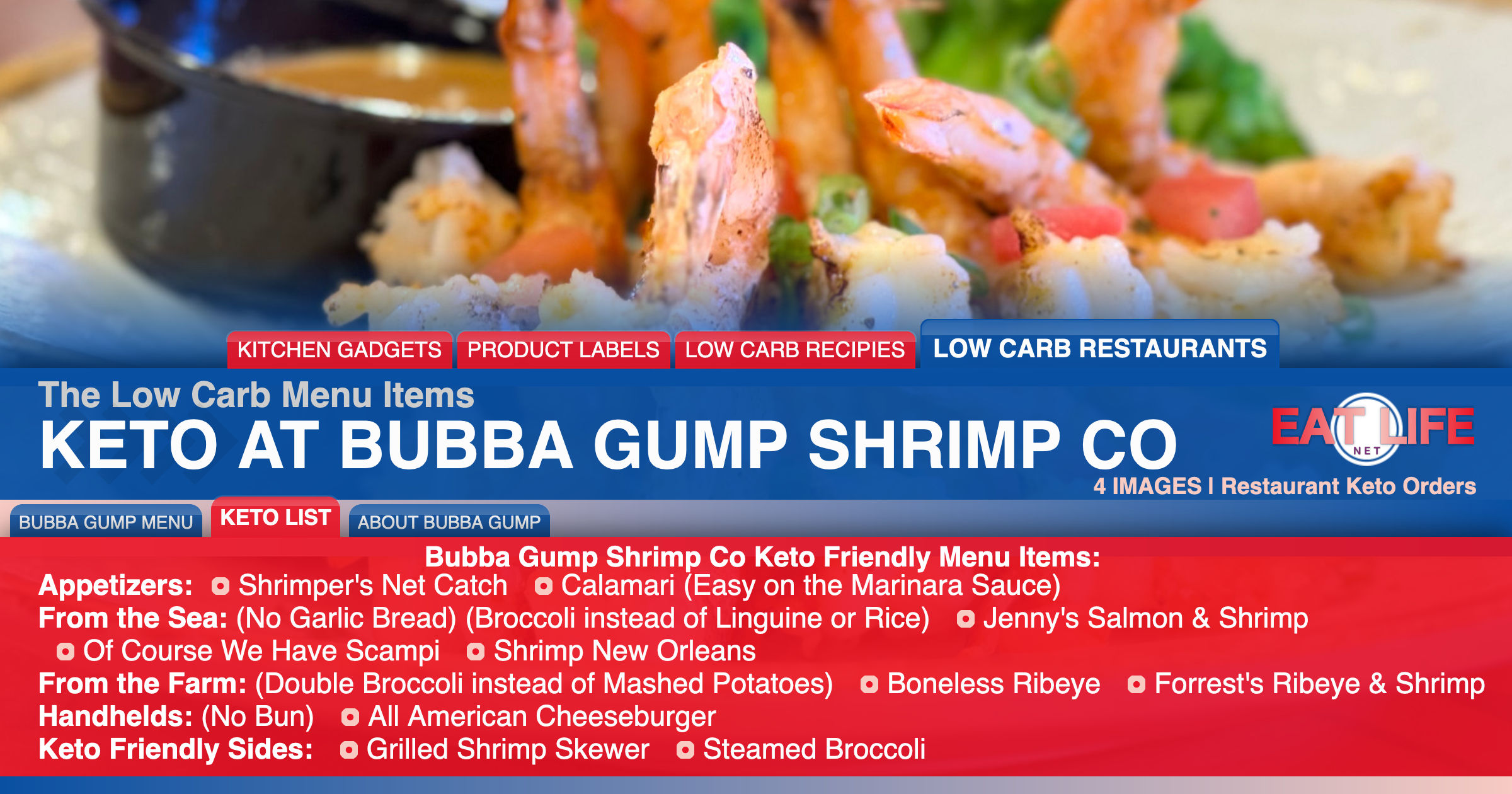 Low Carb at Bubba Gump Shrimp Co