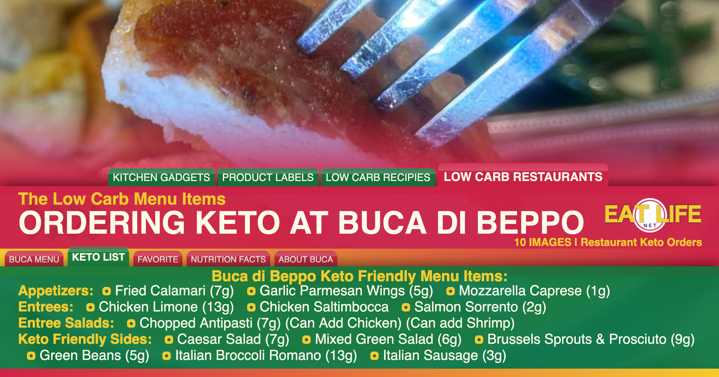 Low Carb at Buca di Beppo