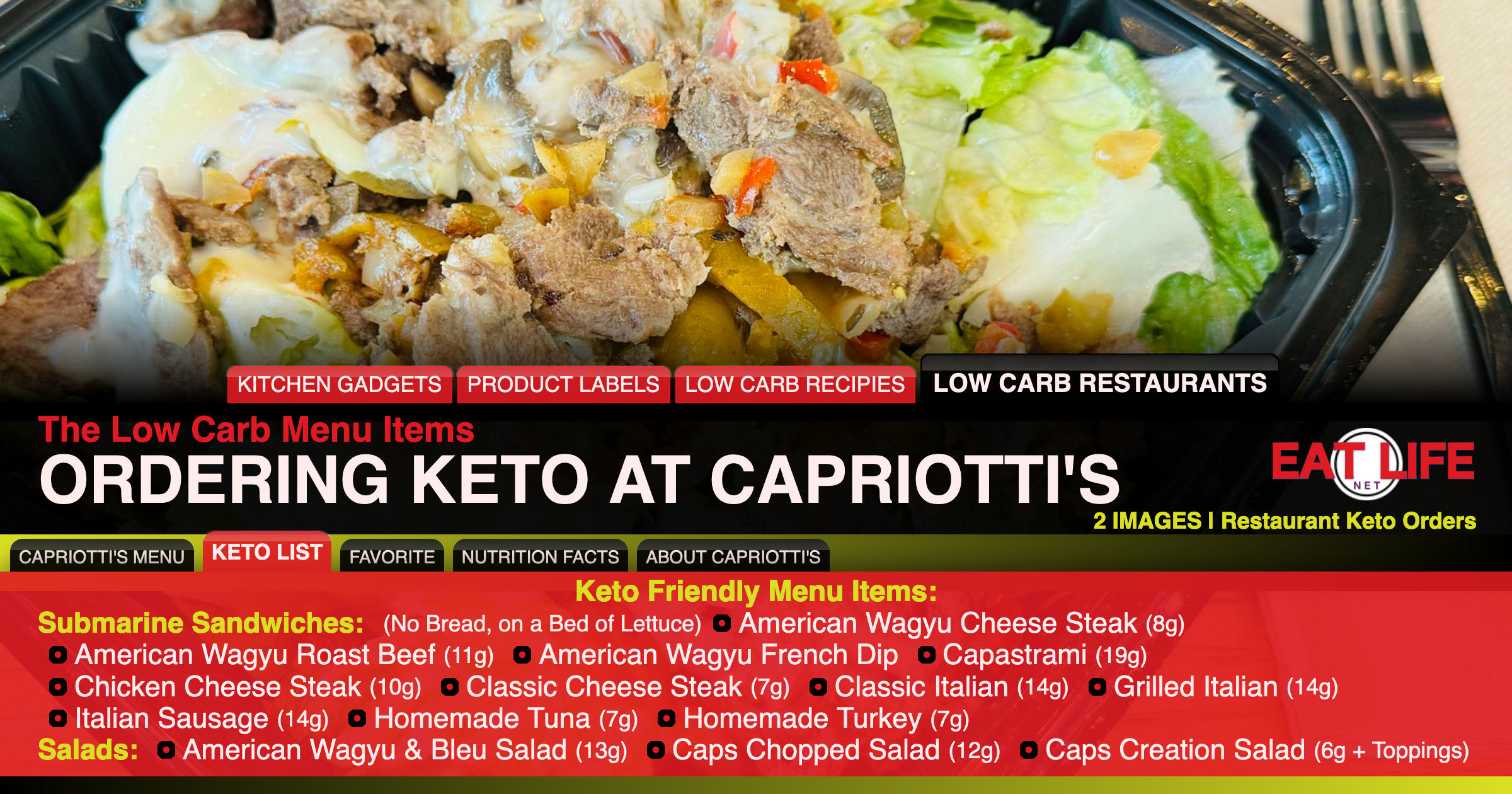 Low Carb at Capriotti's