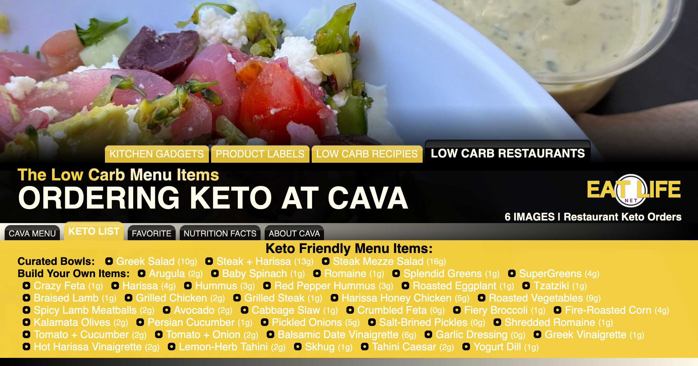 Low Carb at Cava