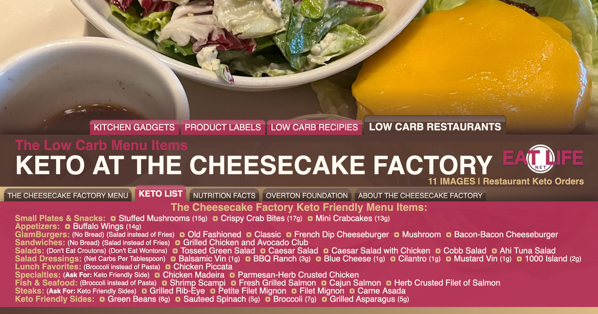 Low Carb at The Cheesecake Factory