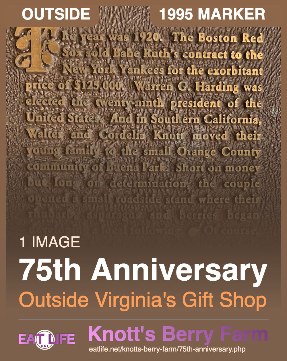 75th Anniversary Plaque