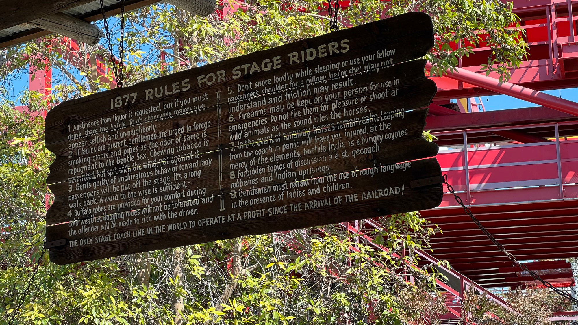 Butterfield Stagecoach 1877 Rules for Stage Riders