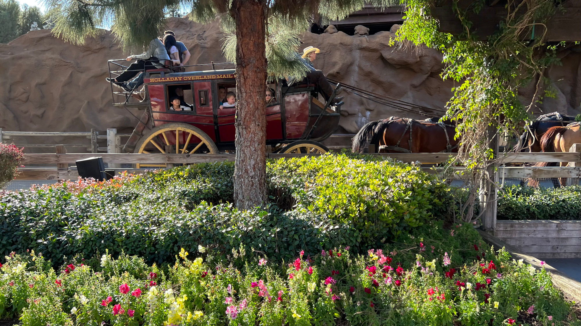Butterfield Stagecoach riding by Santa Barbara Mission model