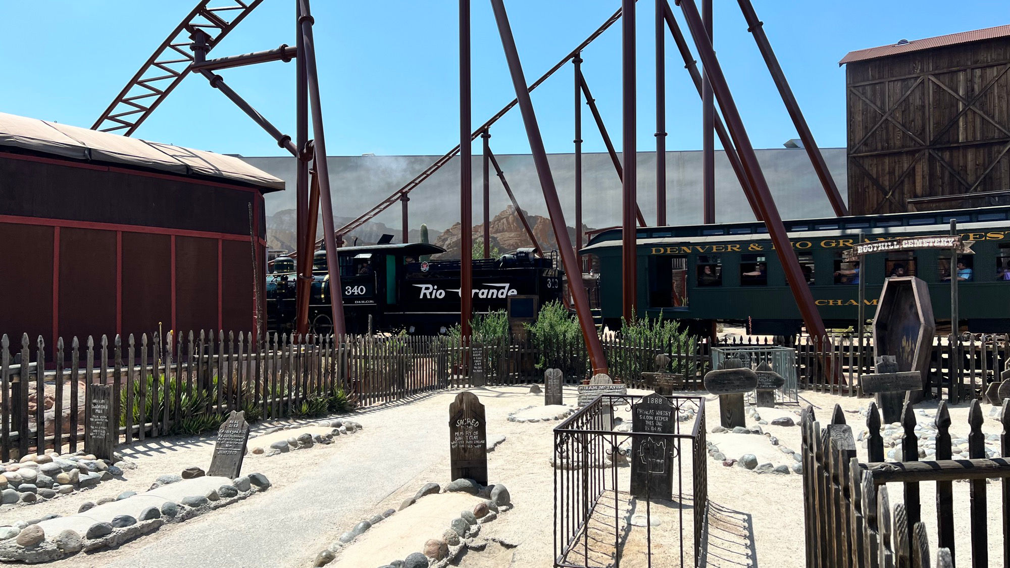 Calico Railroad Rolling by Boot Hill Cemetery