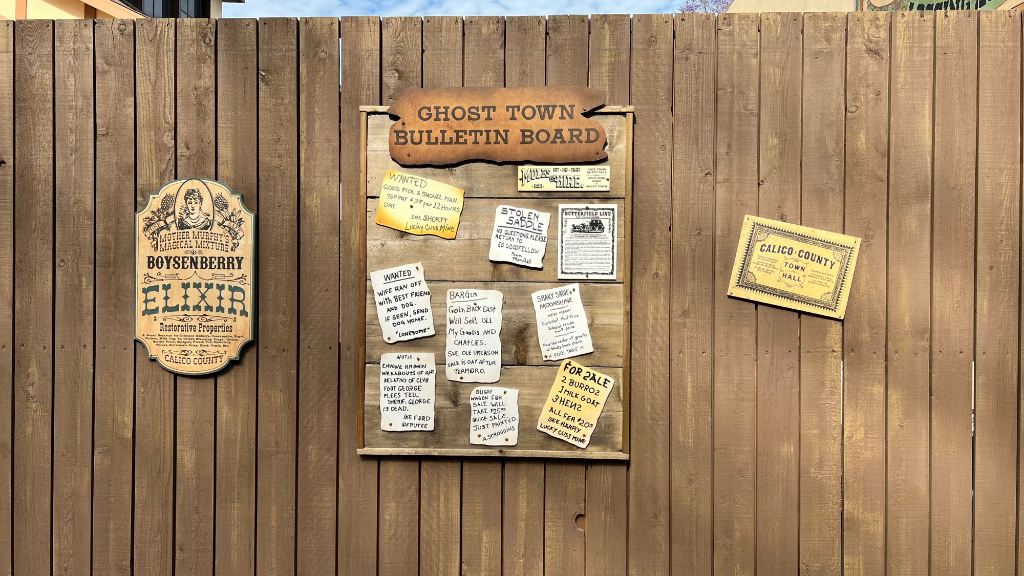 Knott's Berry Farm Ghost Town Bulletin Board