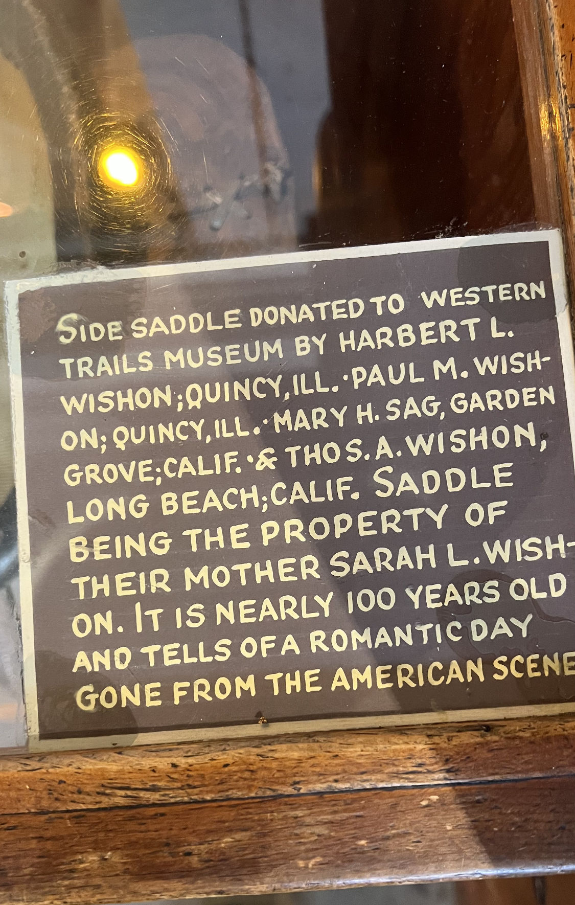 Western Trails Museum Wishon Side Saddle