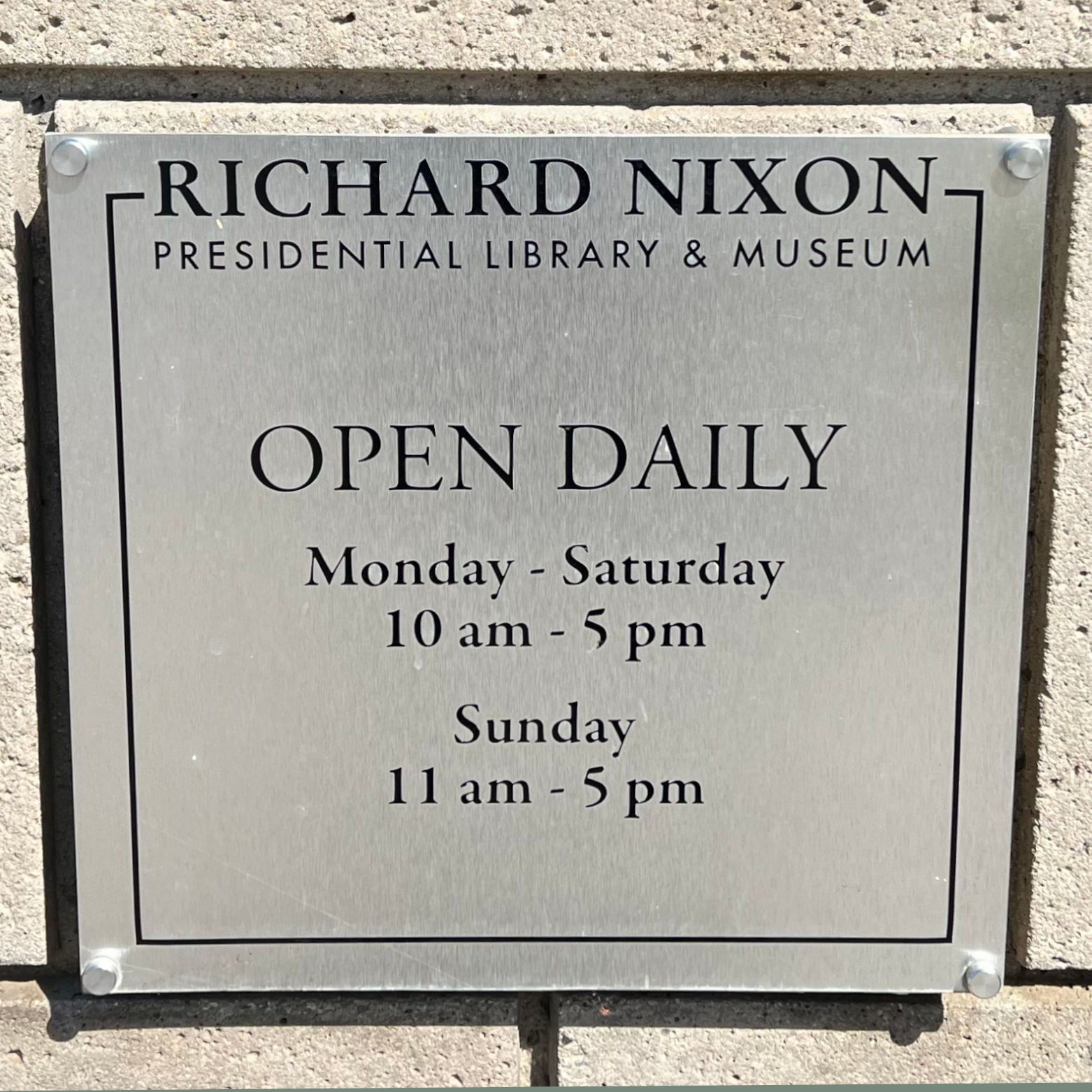 Nixon Library Hours