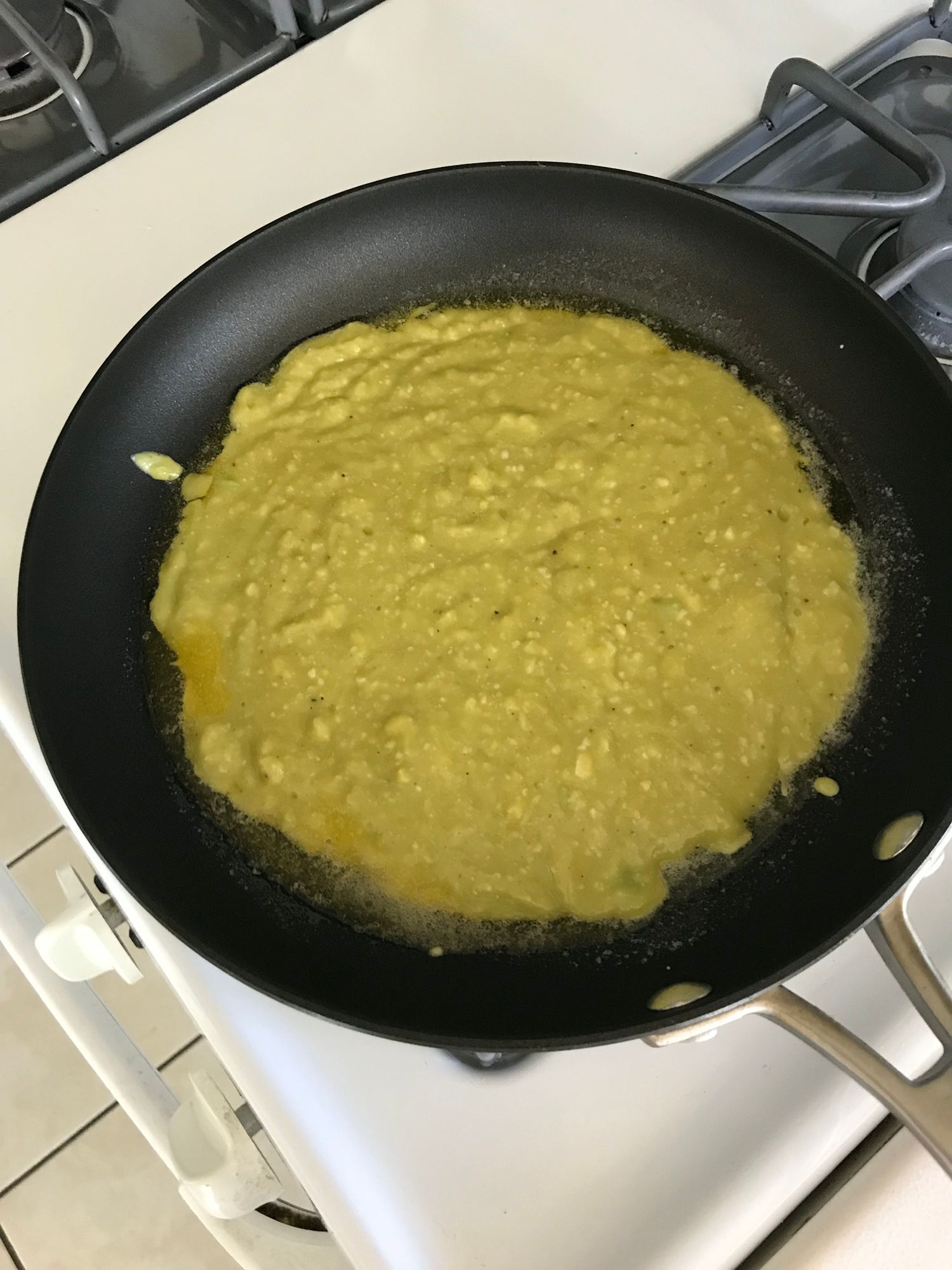 Green Avocado Omelette Add Avocado Mixture