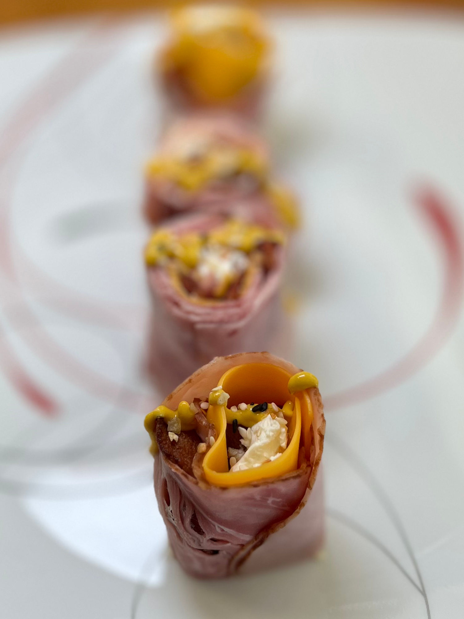 Ham and Cheese Roll Ups Plated