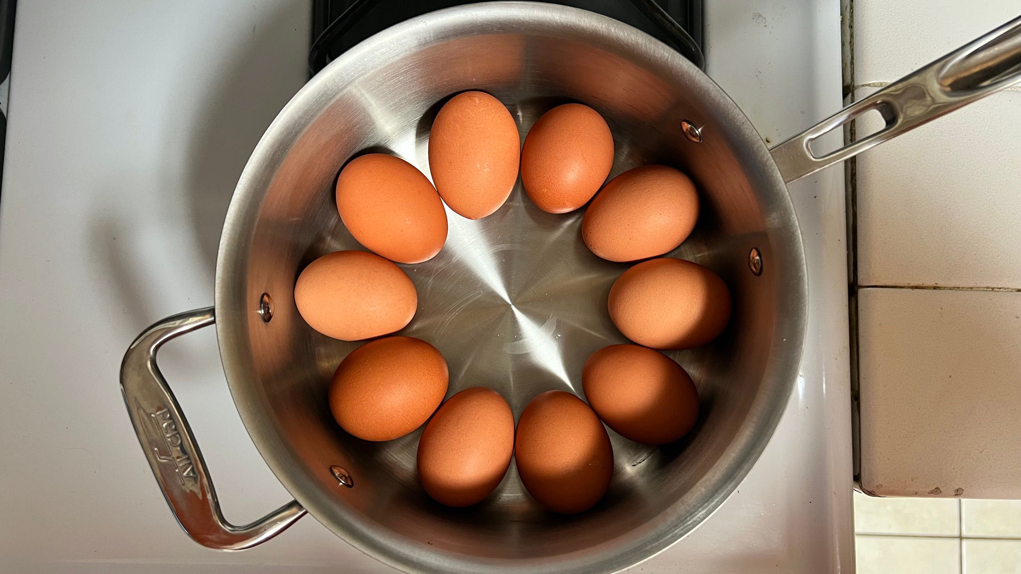Hard Boiled Eggs in Saucepan
