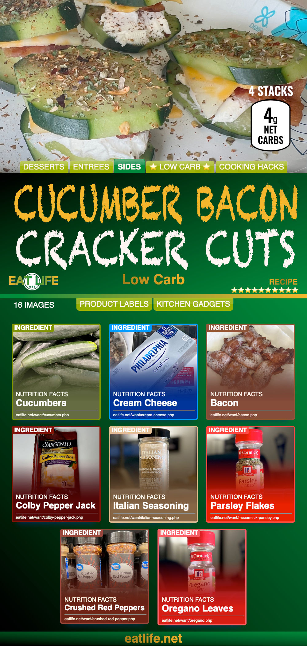 Cucumber Bacon Cracker Cuts