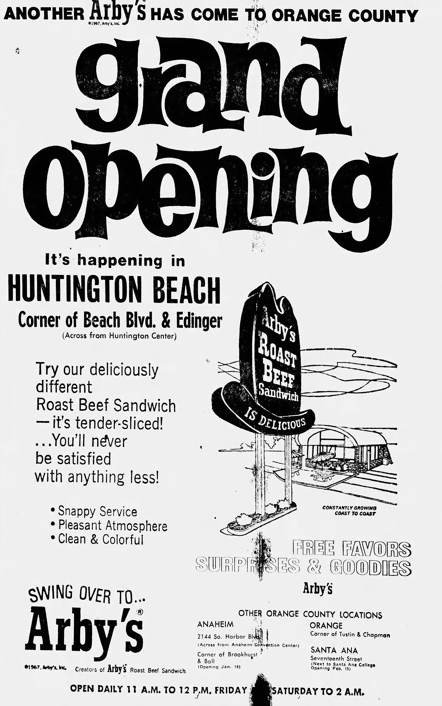 Arby's Huntington Beach 1969 ad Retrologist