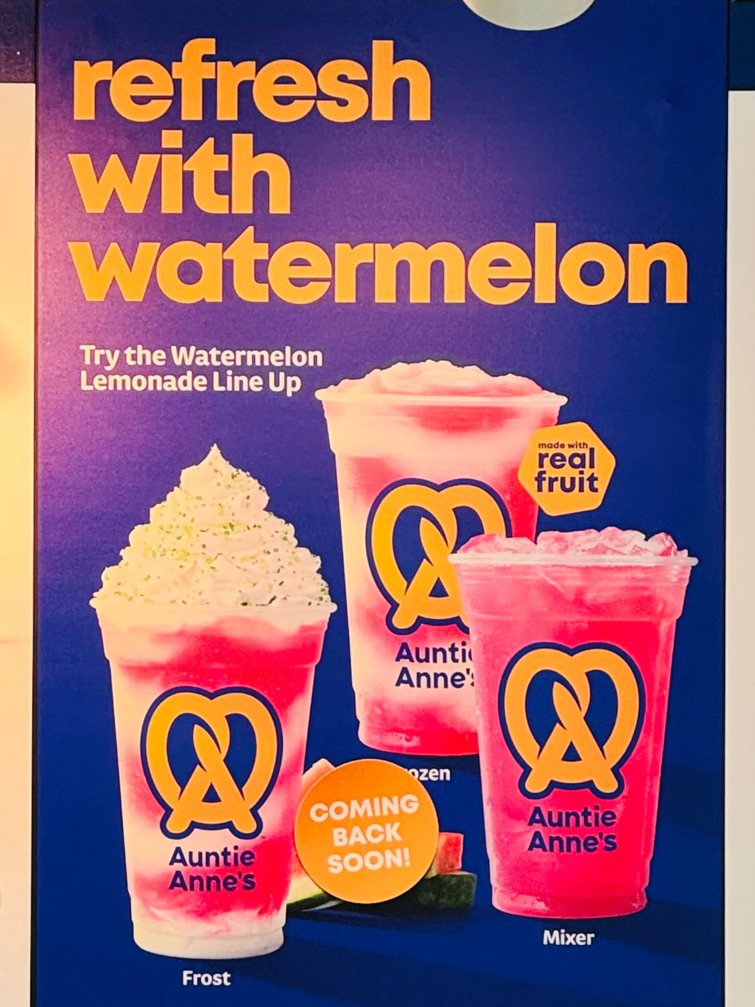 Auntie Anne's Refresh with Watermelon