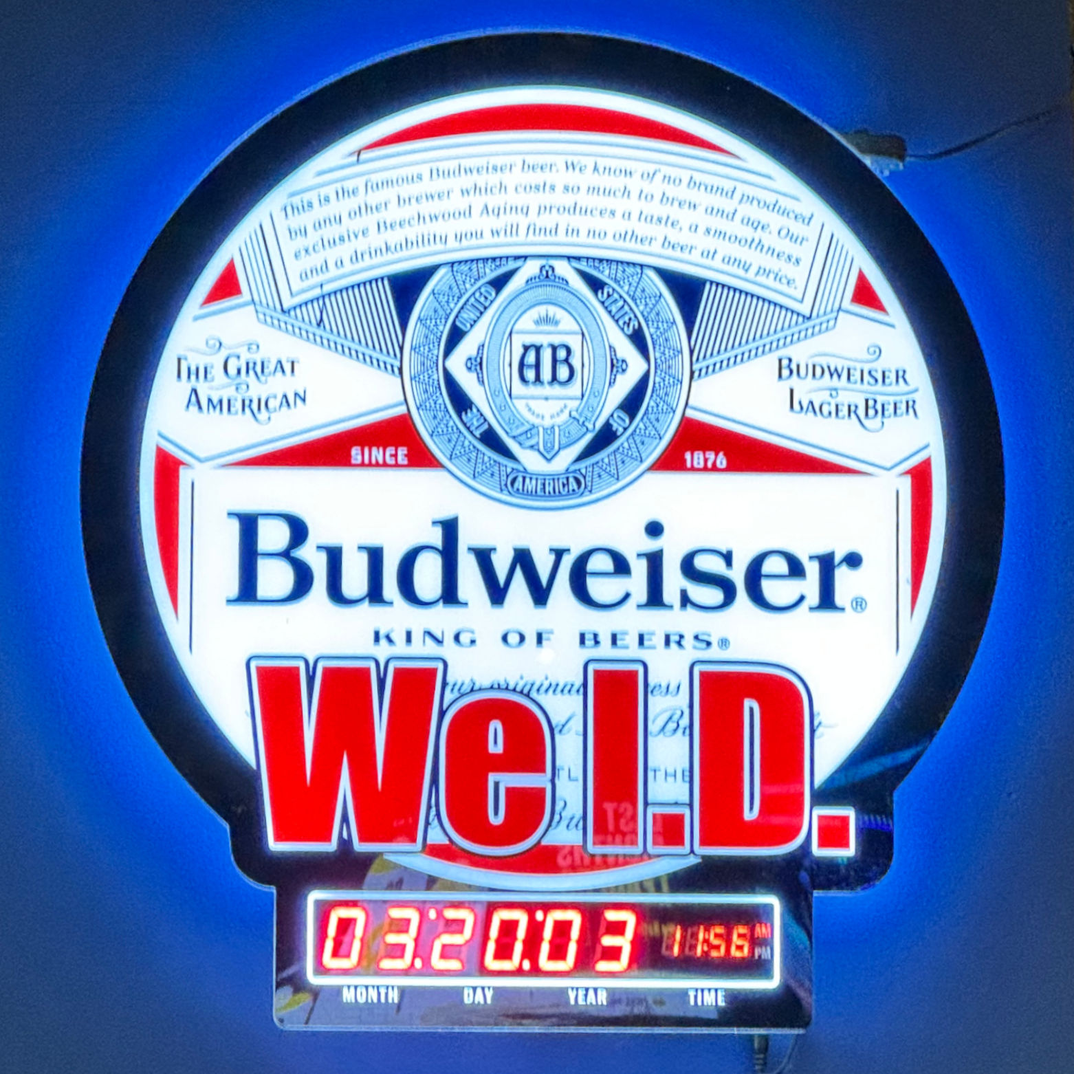 B-Dubs Budweiser Sign