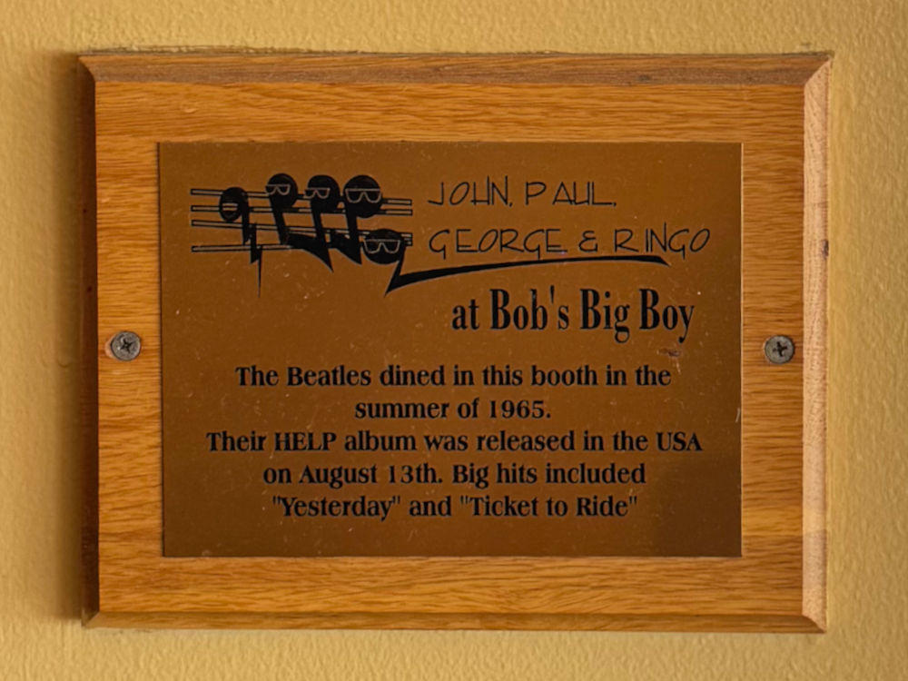 Bob's Big Boy The Beatles Booth Plaque