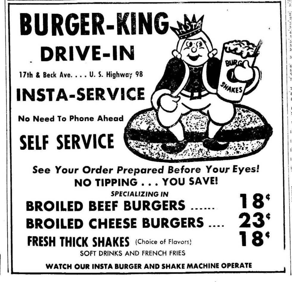 Burger King 1954 Menu delish