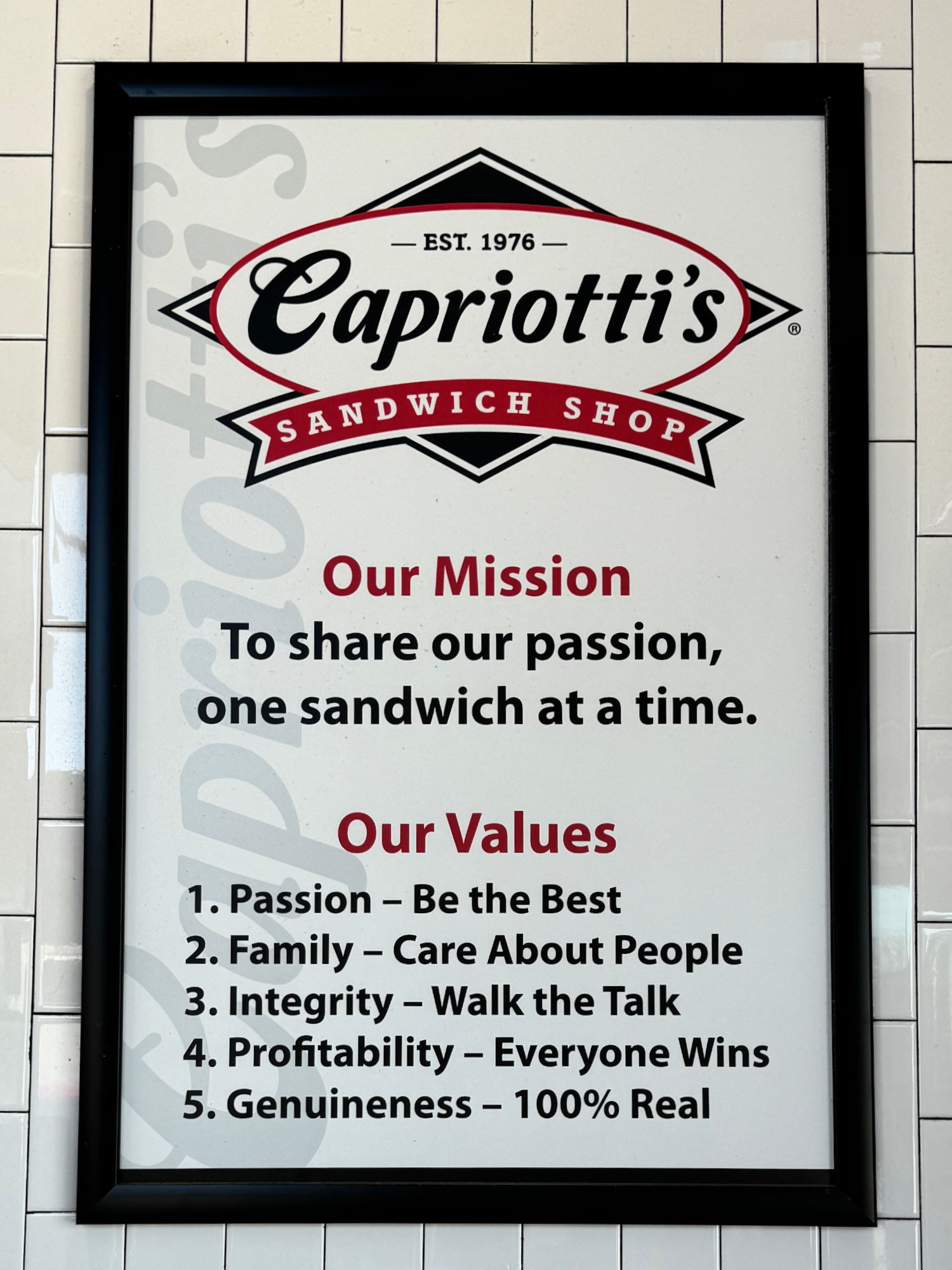 Capriotti's Our Mission