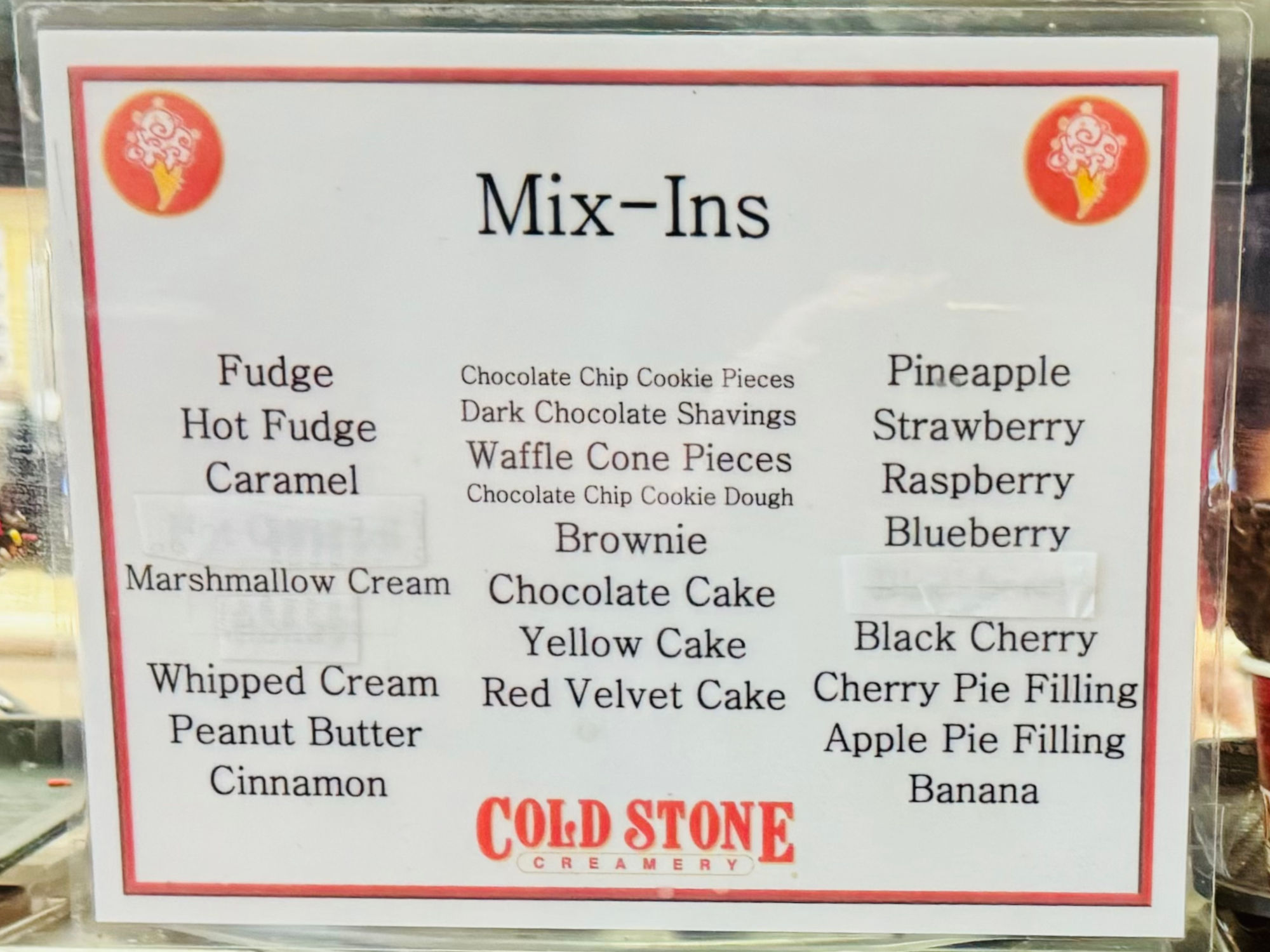 Cold Stone Creamery Mix-ins