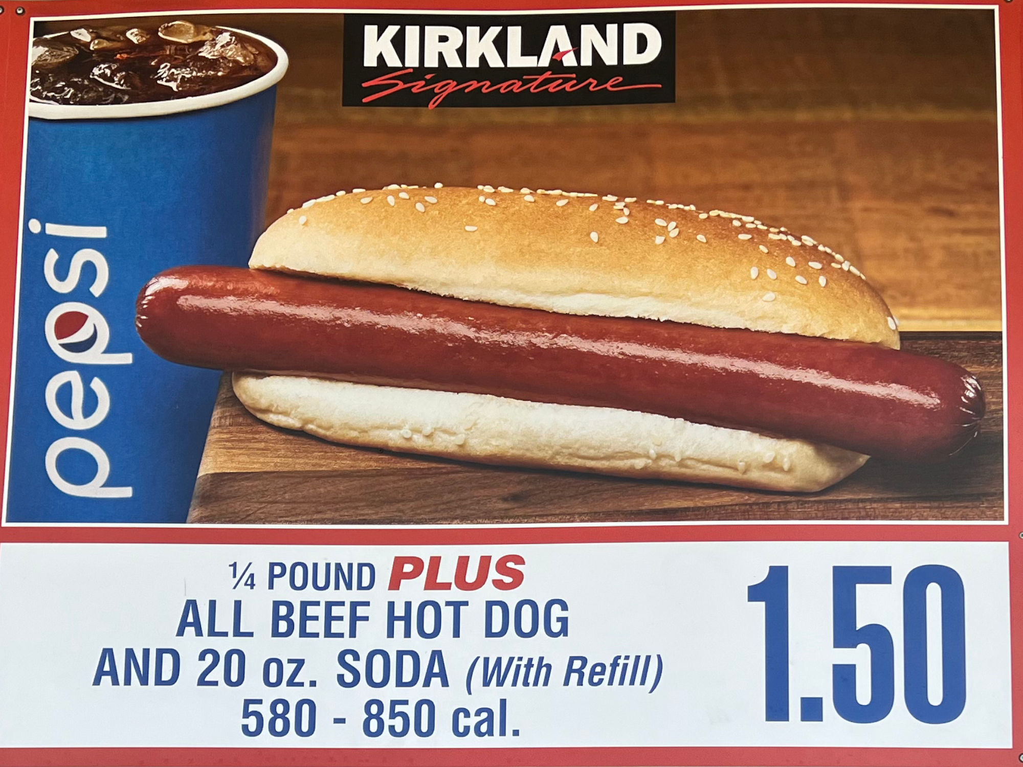 Costco Food Court Menu All Beef Hot Dog