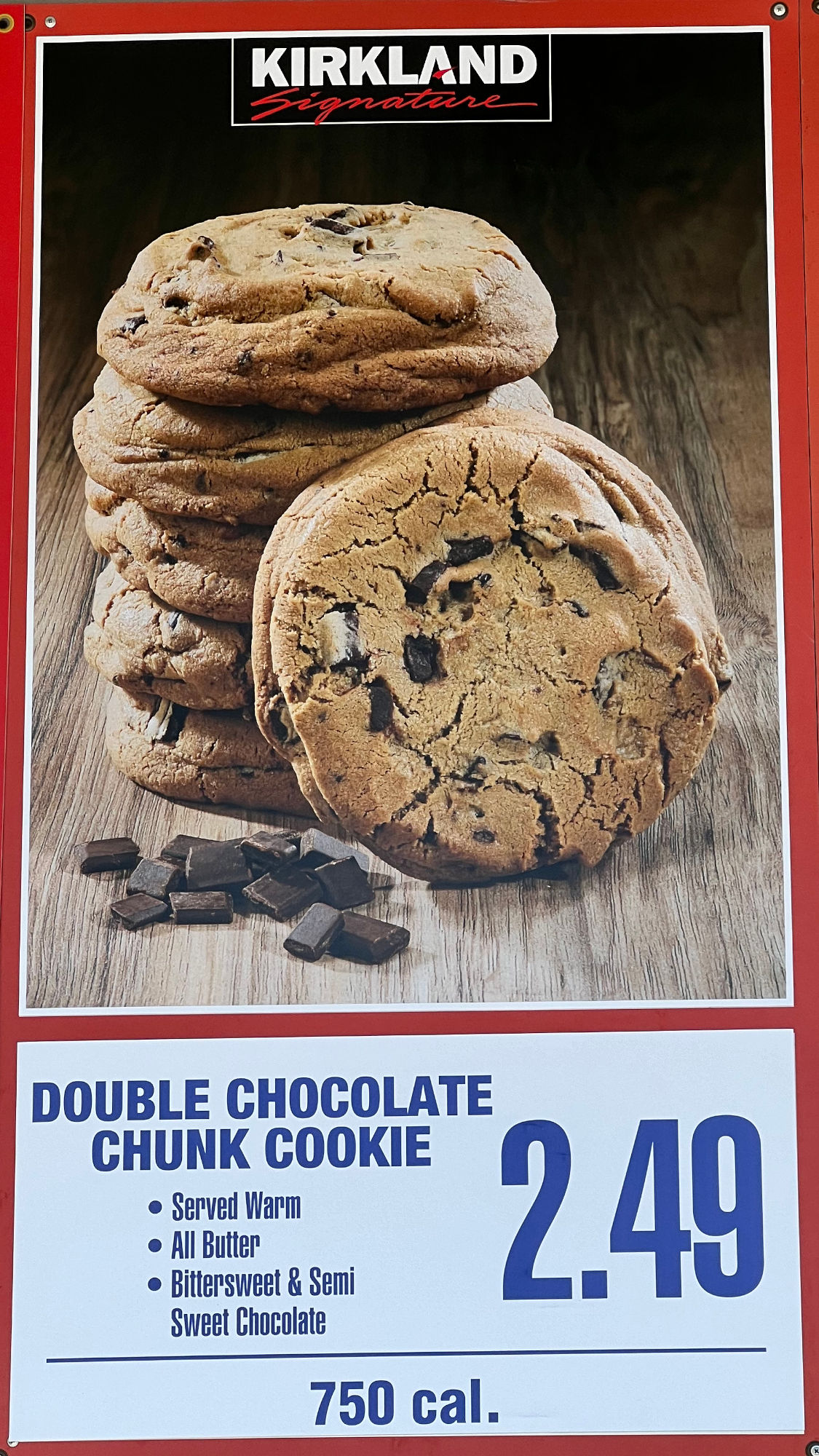 Costco Menu Double Chocolate Chunk Cookie