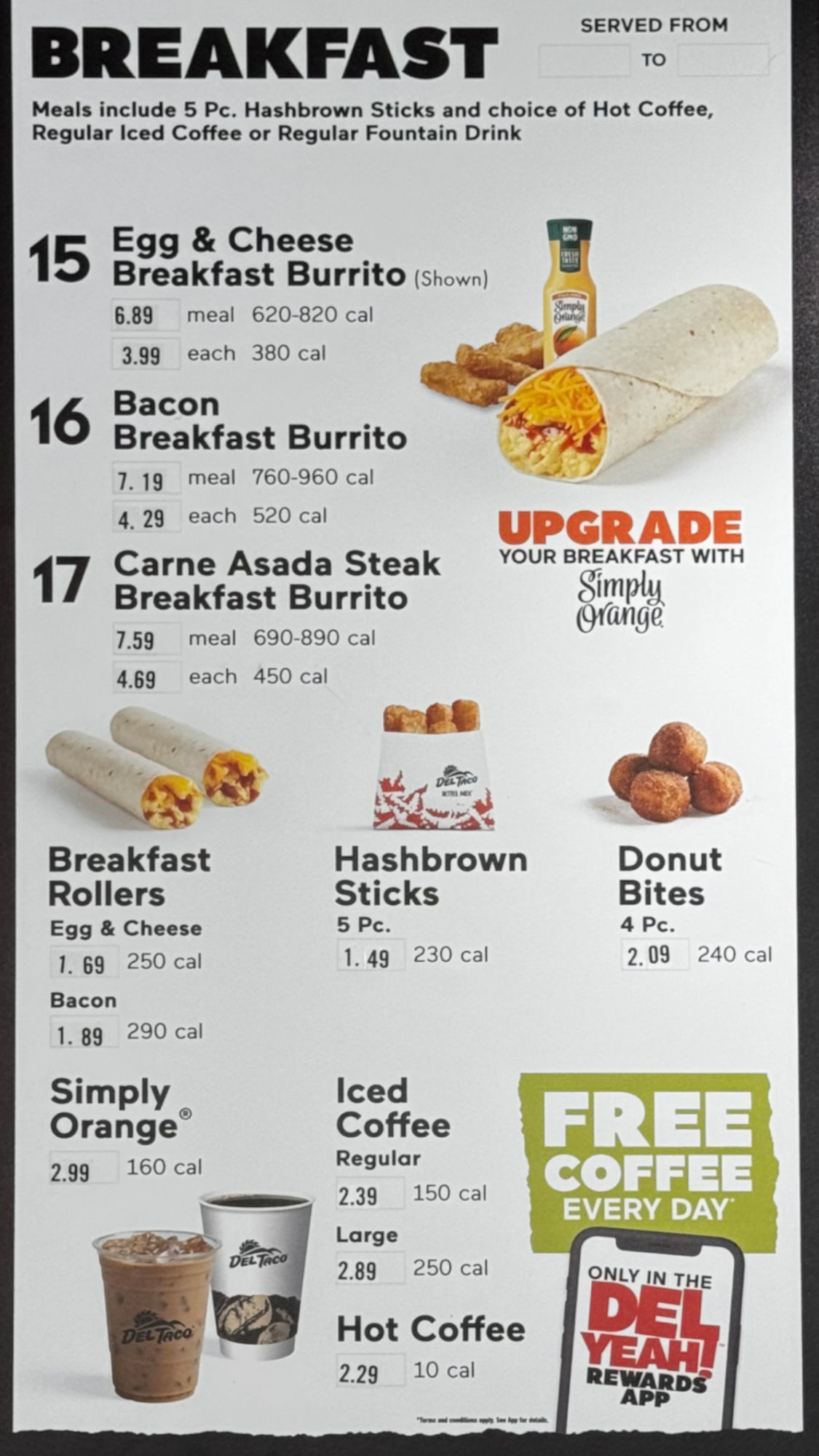 Breakfast Menu Del Taco Breakfast Menu