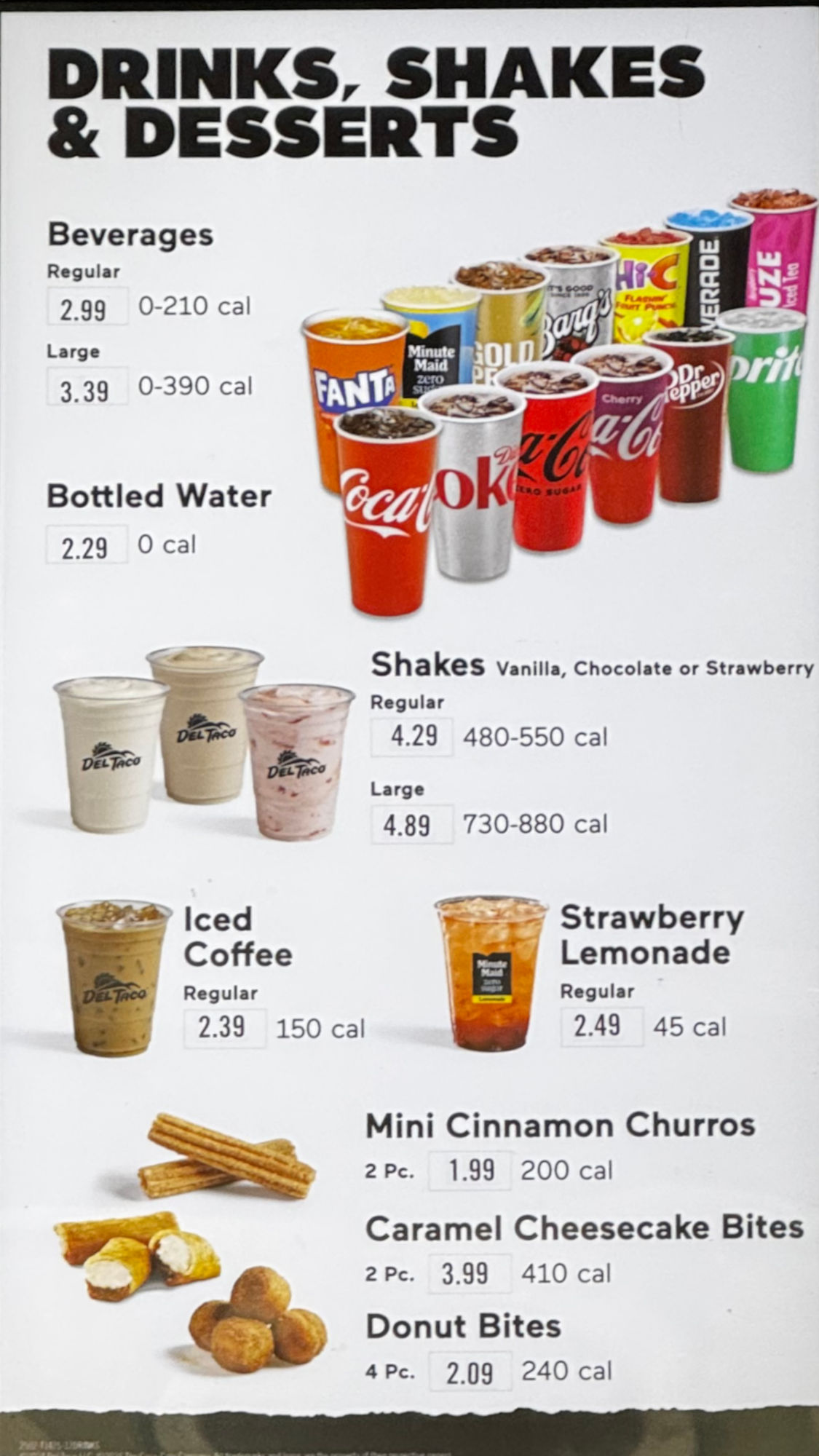 Drinks Shakes Desserts Menu Del Taco Drinks Shakes Desserts Menu