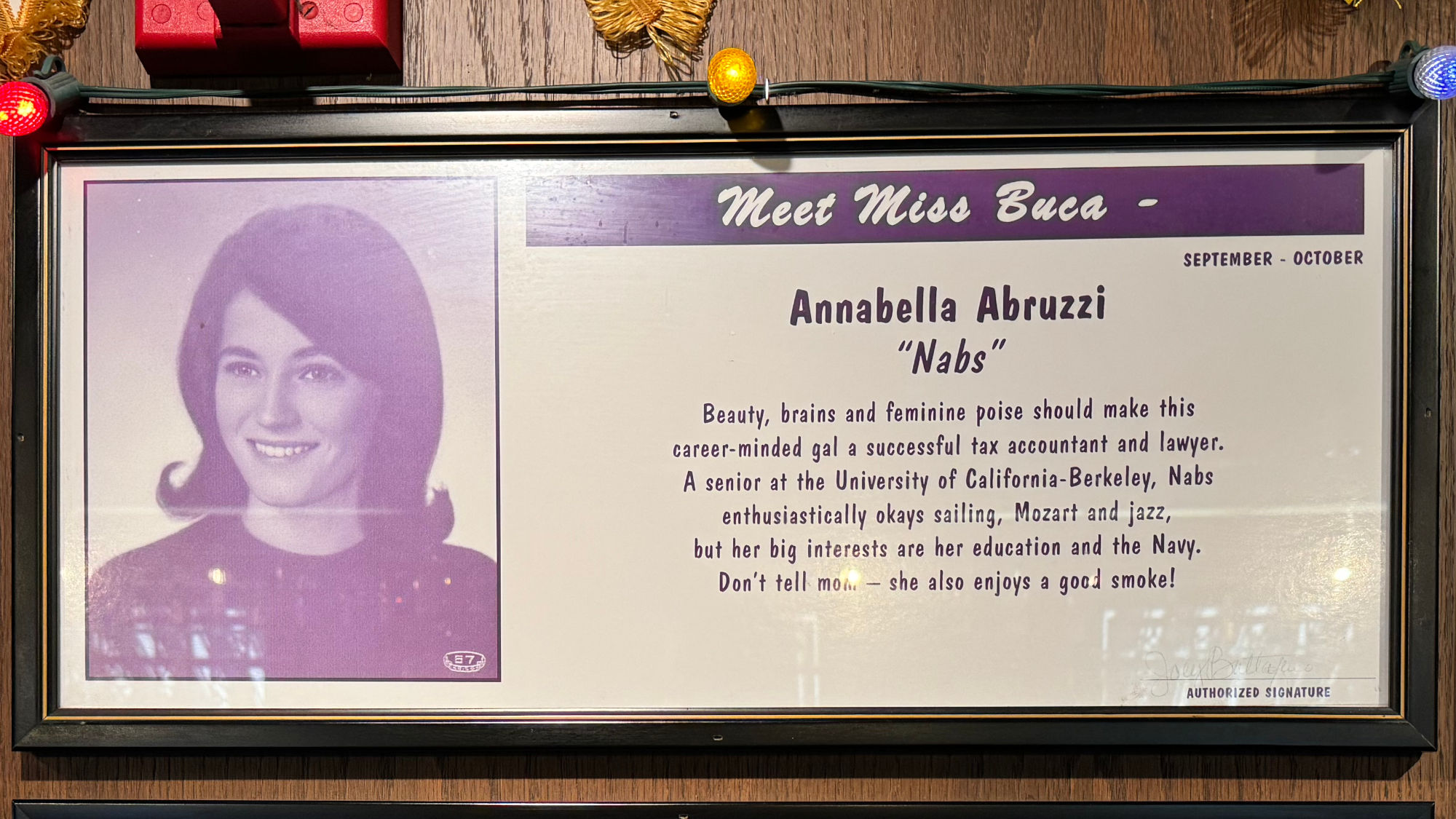 Meet Miss Buca Annabella Abruzzi