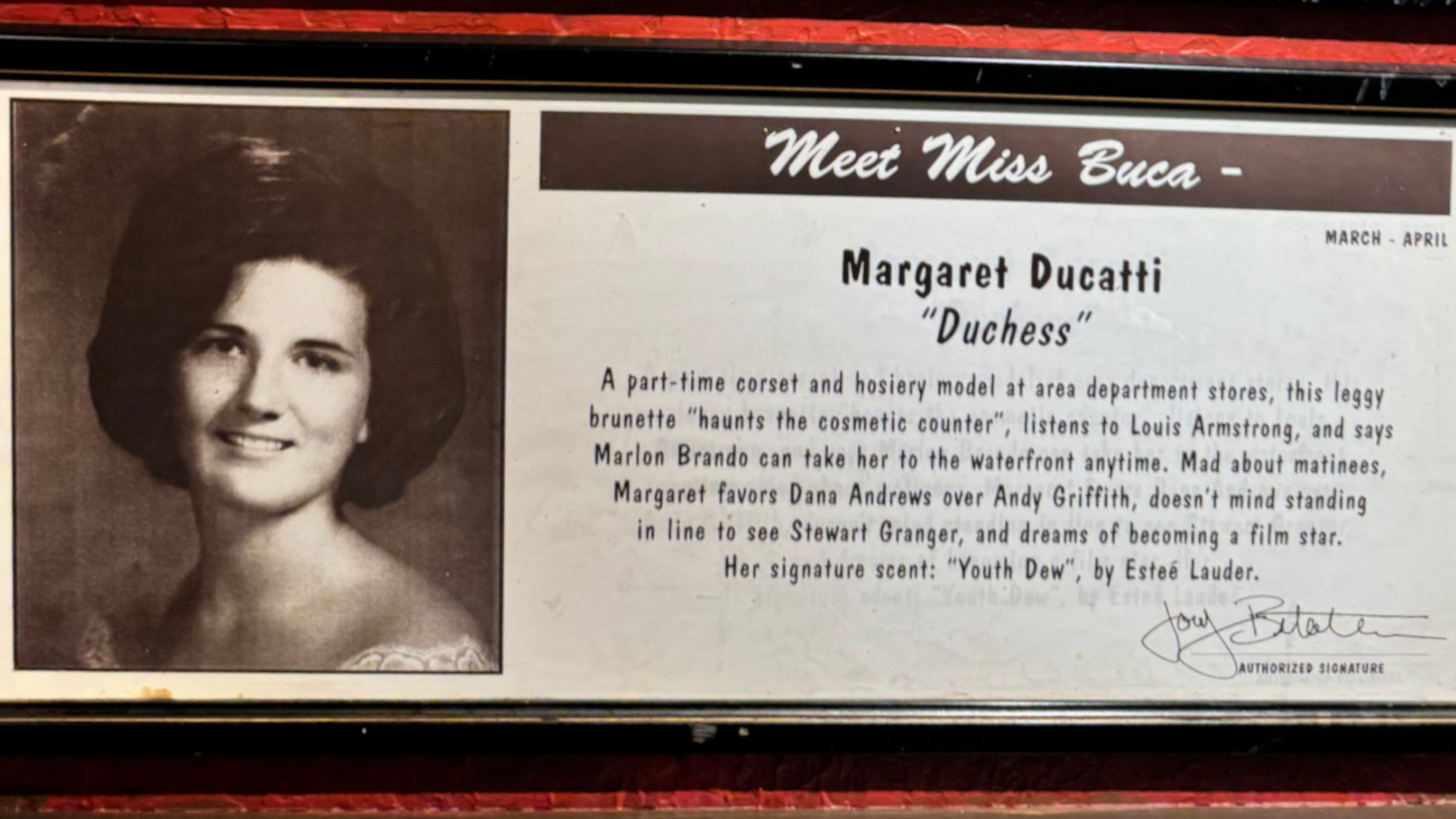 Meet Miss Buca Margaret Ducatti
