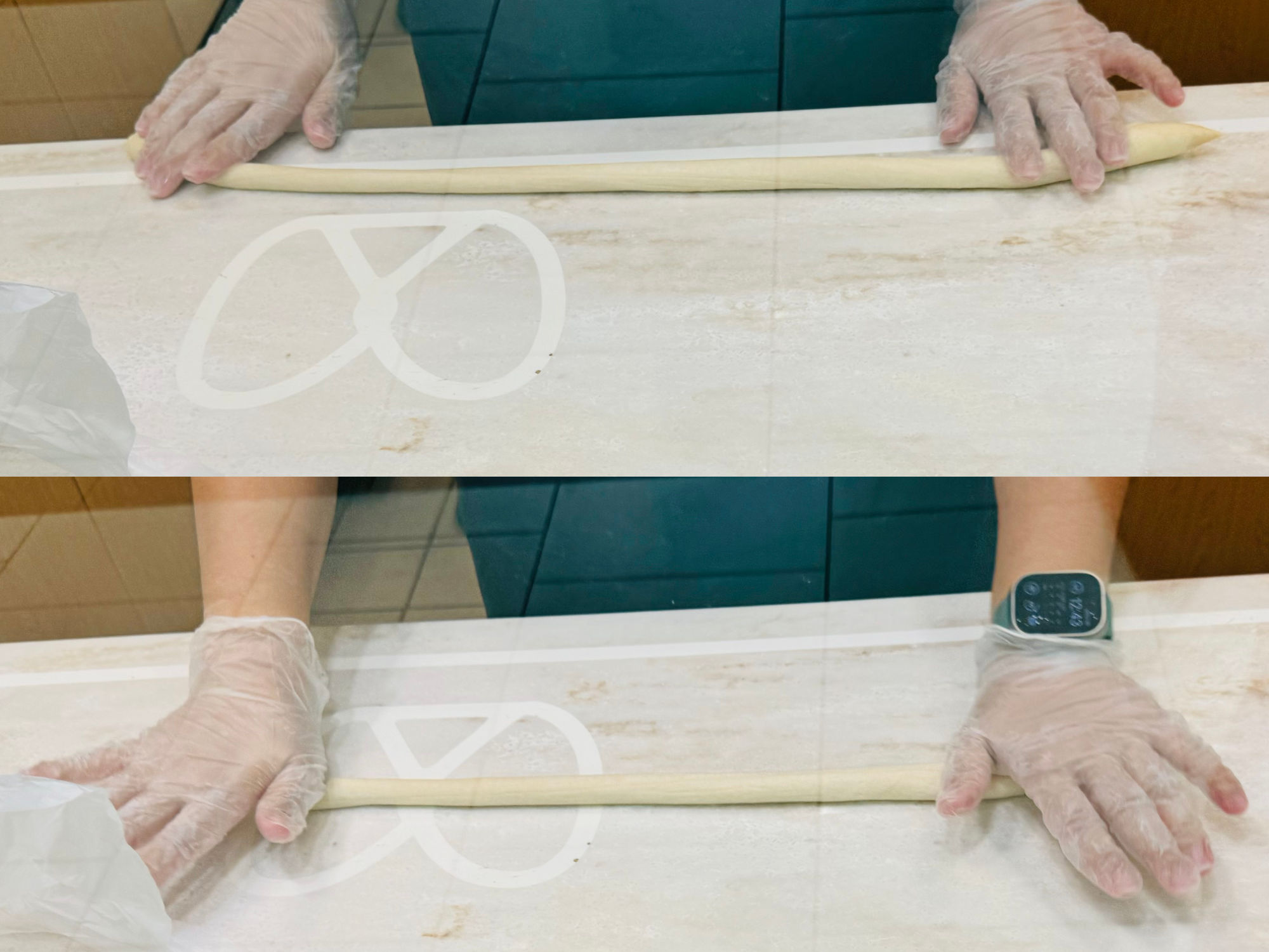 Pretzel Twisting Rolling the Dough