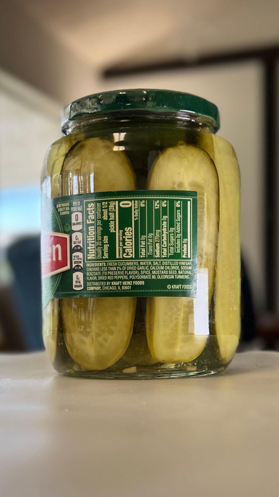 Claussen Dill Pickles Halves Nutrition Facts