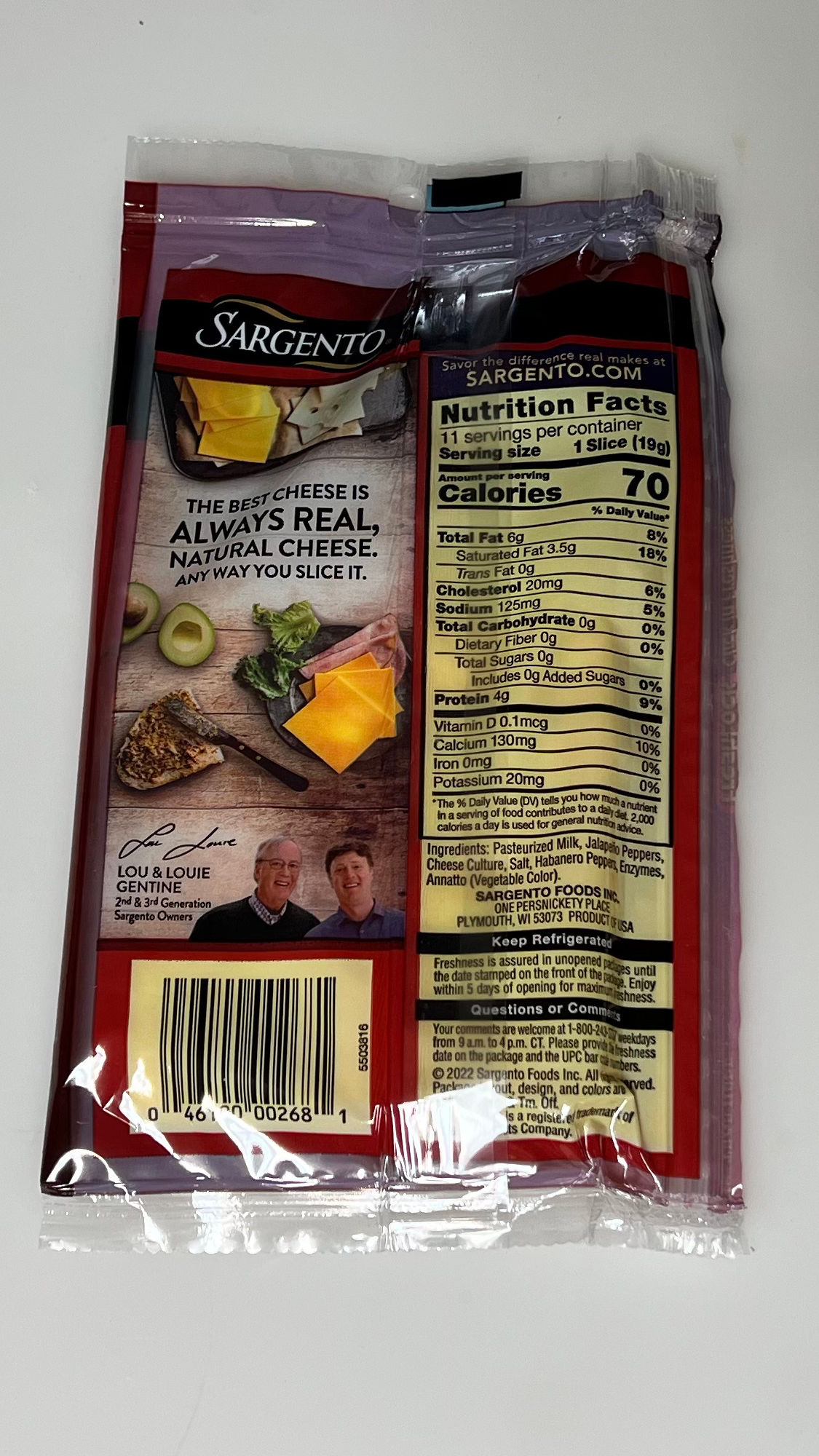 Colby-Pepper Jack Sargento Nutrition Facts